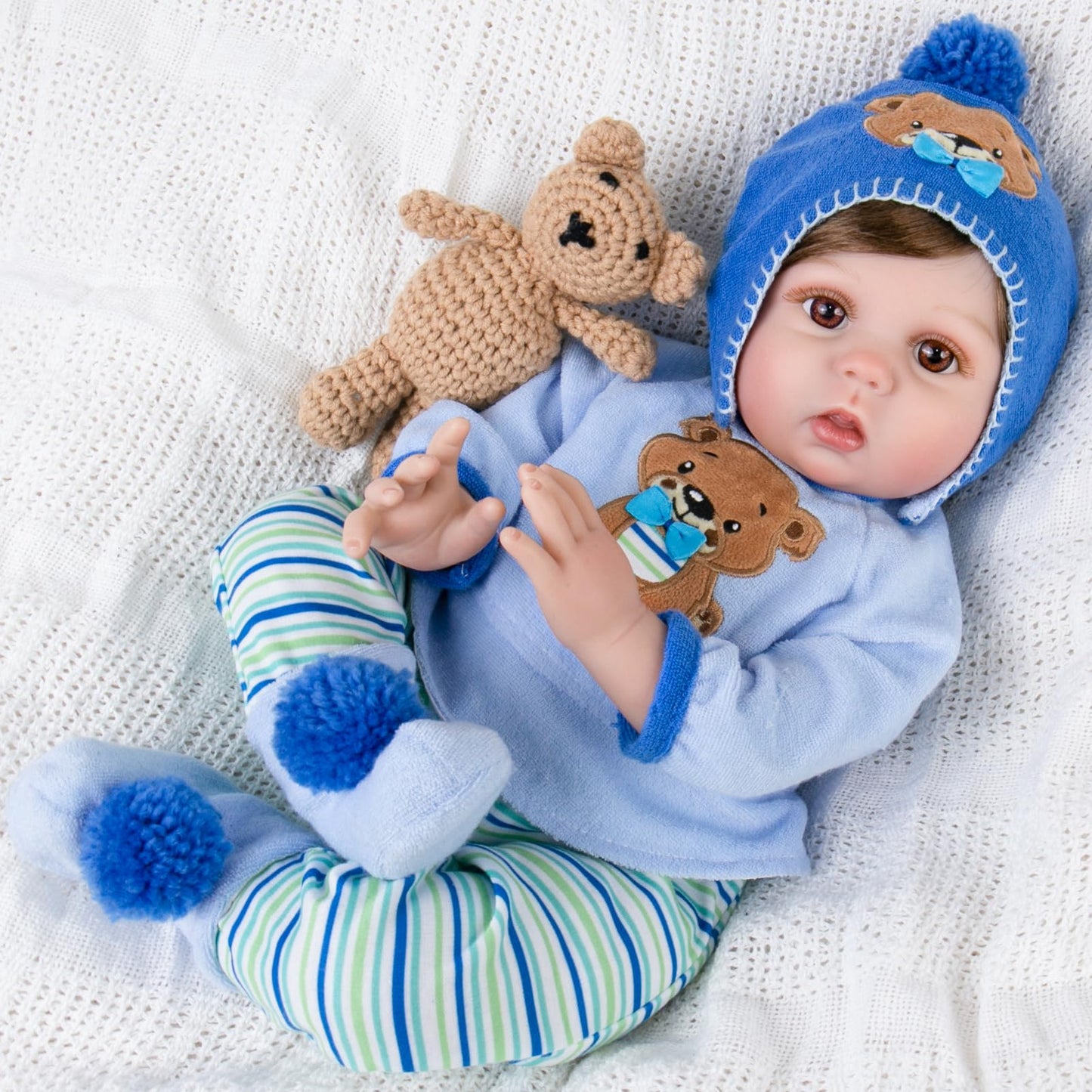 Aori Reborn Baby Boy Doll - 22 Inch Realistic Lifelike Weighted Newborn Boy with Ultra Soft Body, Pacifier, Outfit | Handmade Soft Vinyl Baby Doll for Kids 3+, Toddlers, Collectors