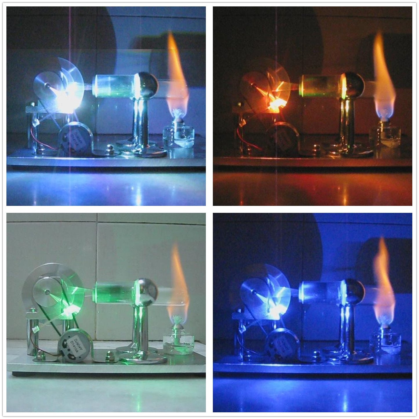 Sunnytech Hot Air Stirling Engine Motor Model Educational Toy Electricity Generator Colorful LED (SC001)