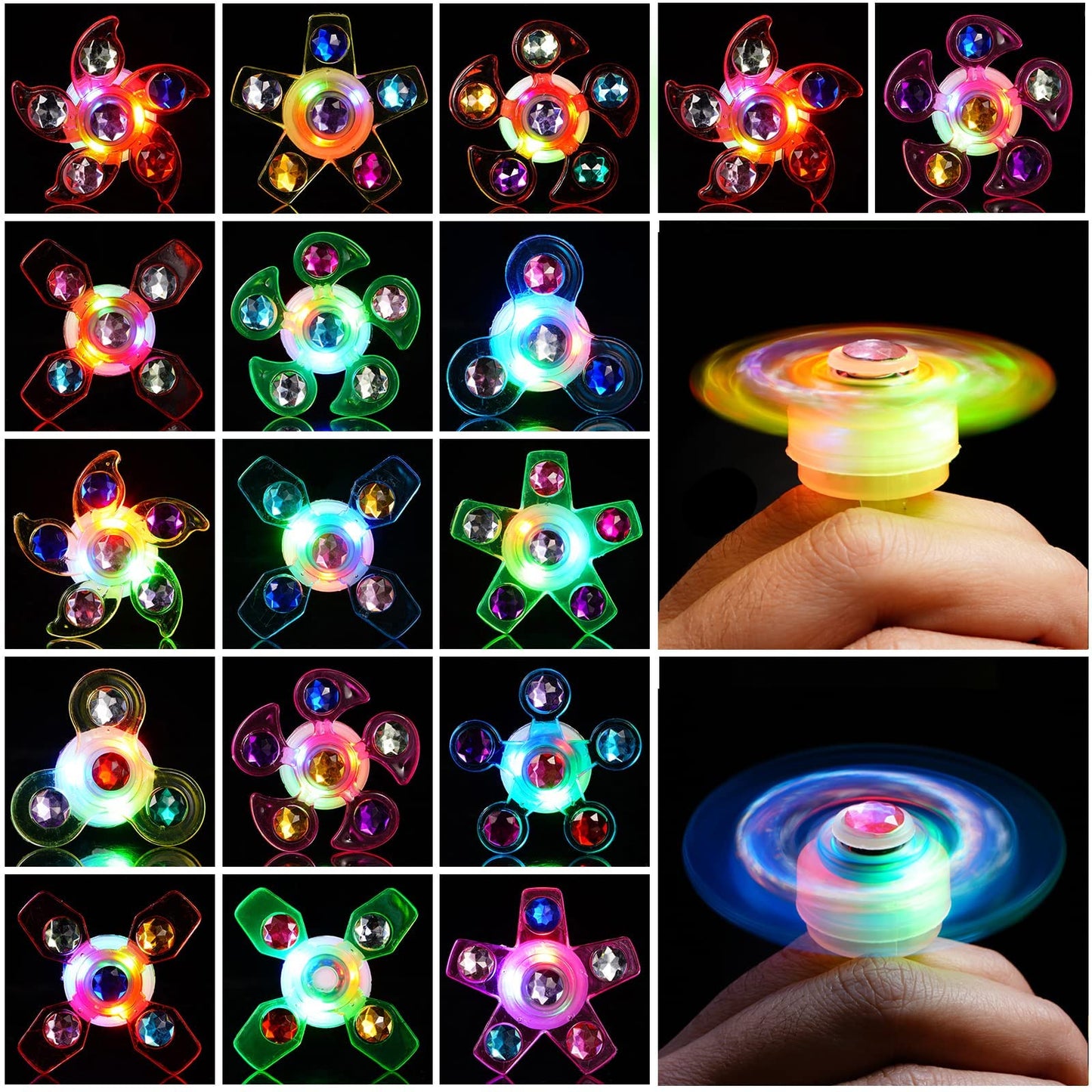 Mikulala 24 PCS LED Light Up Fidget Spinners Rings Christmas Party Favors for Kids 4-8 8-12 Goodie Treat Bag Stuffers Pinata,Birthday Gifts Goodie Bag Stuffers,Glow in The Dark Party Supplies