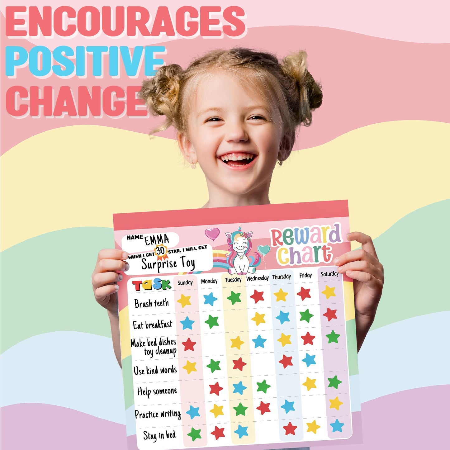 Reward Chart for Kids – Unicorn Magnetic Kids Behavior Chart, Pad with 26 Chore Charts, 1920 Star Stickers, 49 Incentive Stickers, Responsibility Chart for Kids Girls Toddlers - Kids Chore Chart