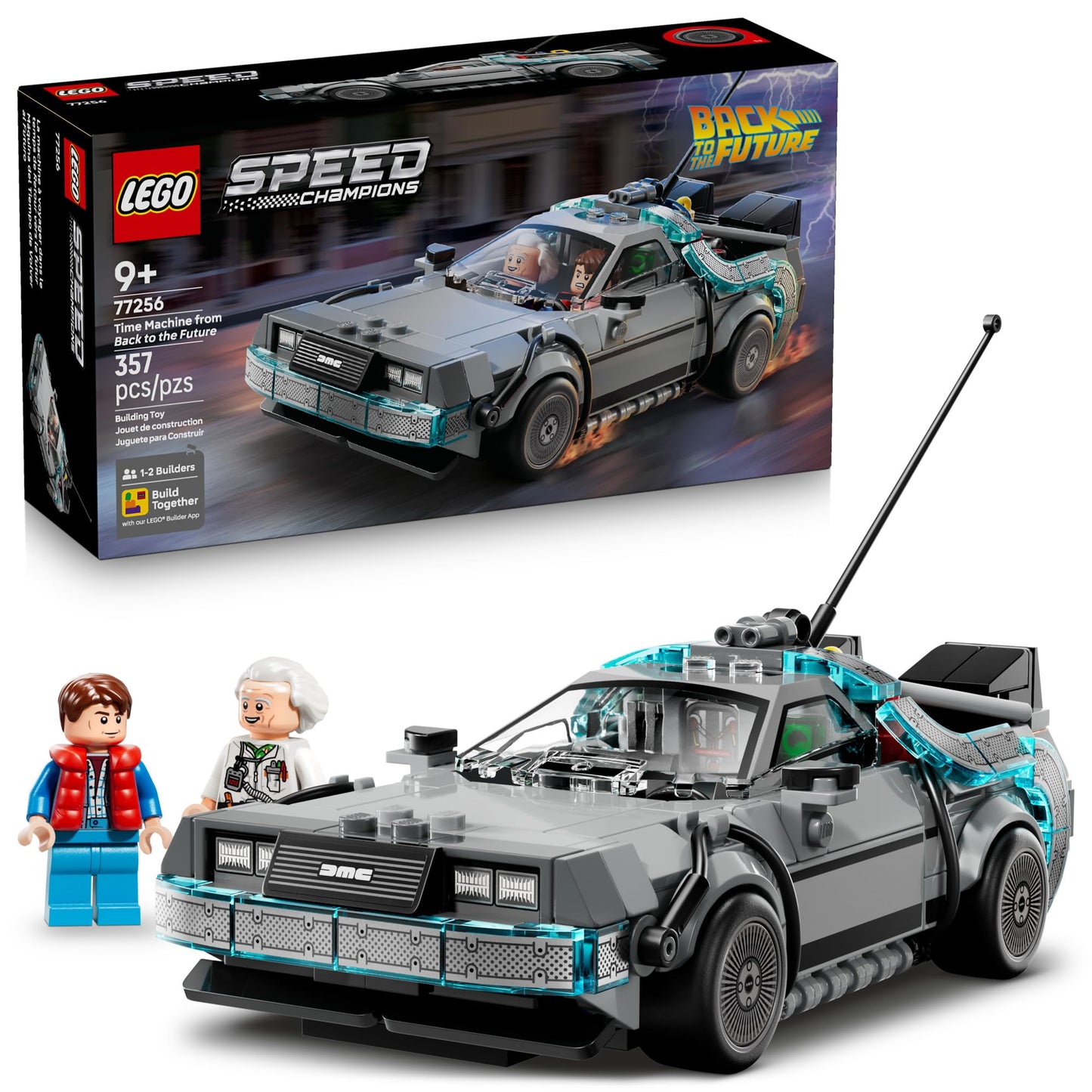 LEGO Speed Champions Time Machine from Back to The Future Building Toy for Kids - Pretend Play & Display Car Toy W/2 Build Modes for Boys & Girls, Ages 9+ - Gift Ideas for Birthdays & Fans - 77256
