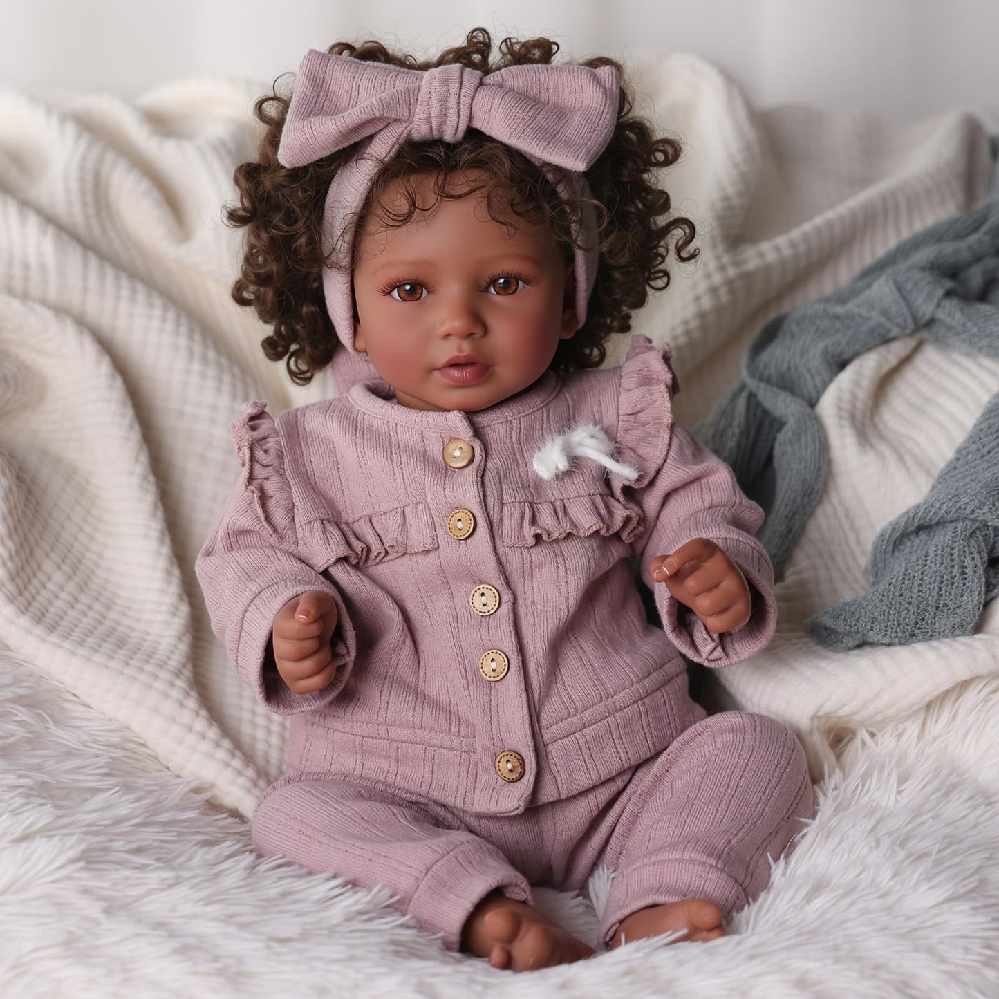 BABESIDE Reborn Baby Dolls Black Girl Callie - 20 Inch Soft Body Realistic Baby Doll Handmade Real Life Baby Dolls with Clothes and Toy Gift for Kids Age 3+