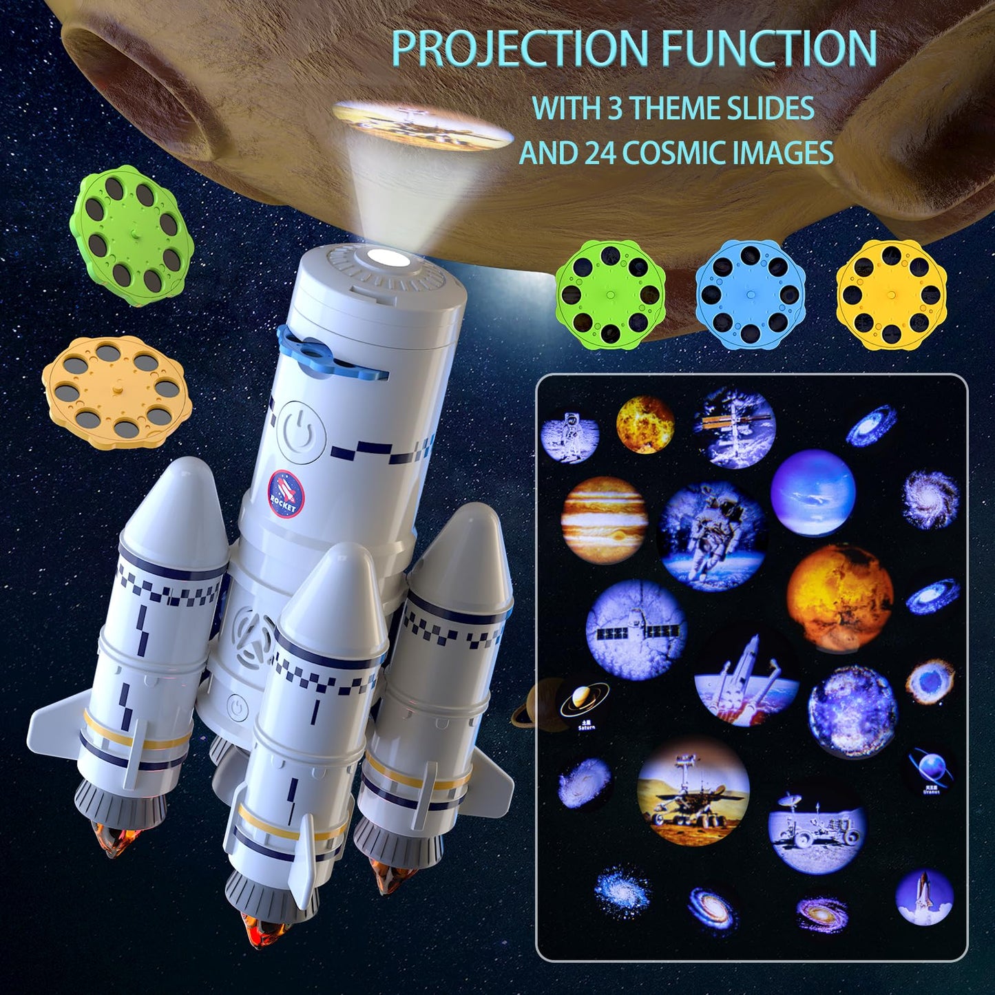 BLmukce Space Rocket Toys for Kids 3 4 5 6 7 8 Year Old Boys, Kids Spaceship and Rocket with Astronauts Figures and Rocket Launcher for Indoor Outdoor, Birthday Toy for Boys Girls Age 3-5