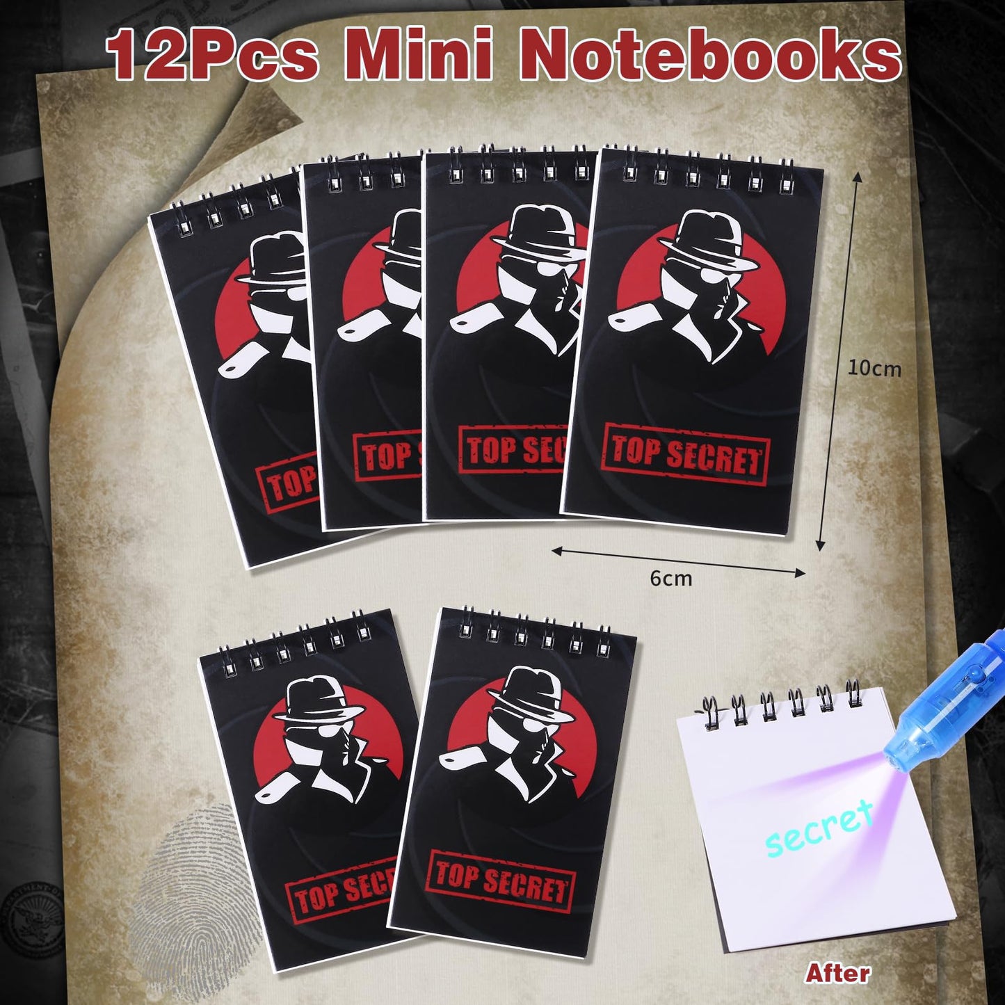 Winrayk Detective Party Favors Spy Birthday Supplies Invisible Ink Pen Top Secret Notebook Secret Agent Name Tag Magnifying Glass Ink Pad Envelope Kids Detective Game Spy Toy Escape Room Party Favors