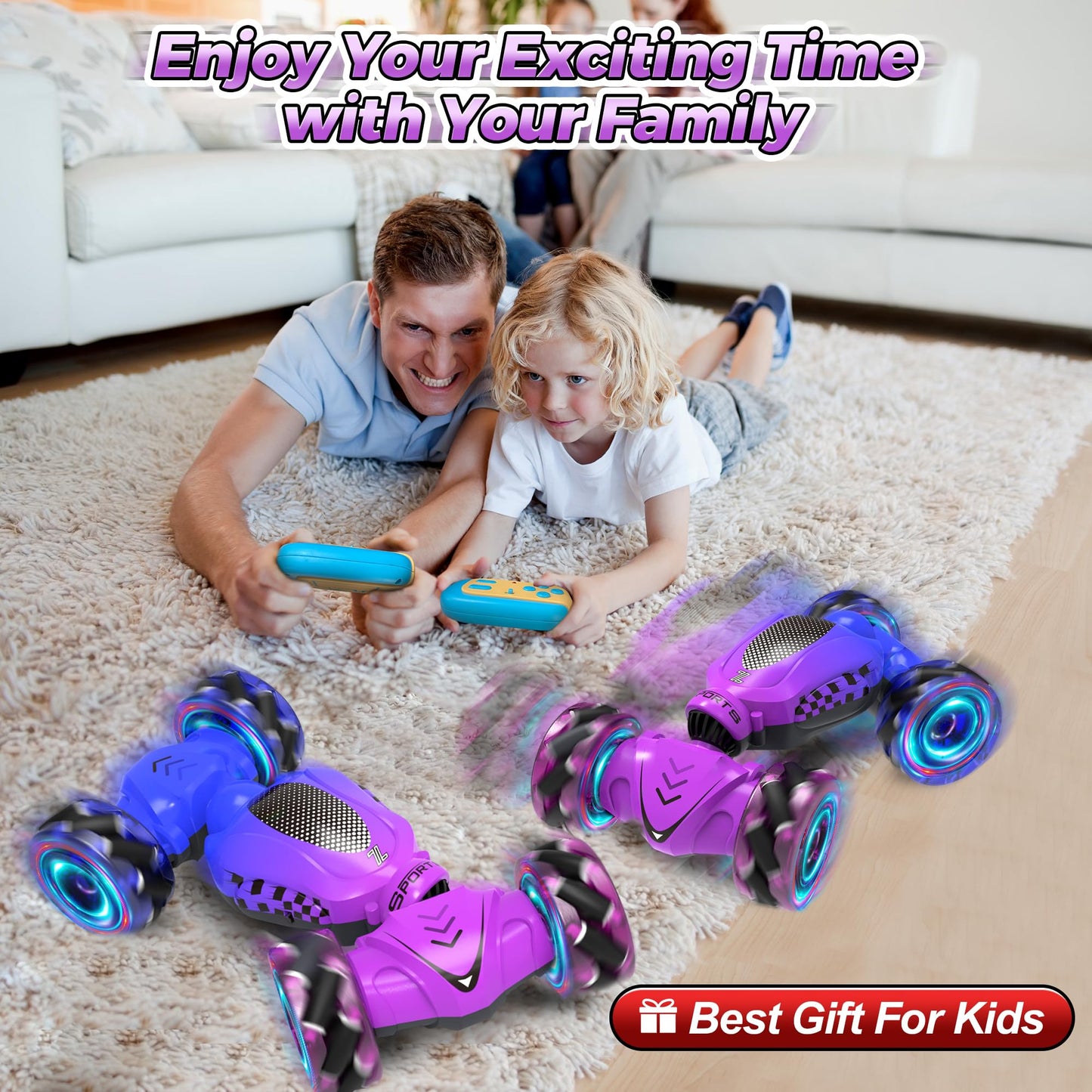 Nitigo Remote Control Car for Girls 4-7, Toys for Ages 5-7, Gift for 4 5 6 7 8-13 Years Old, for Kids, Gesture Sensing RC Stunt Car with Lights, Birthday Gift