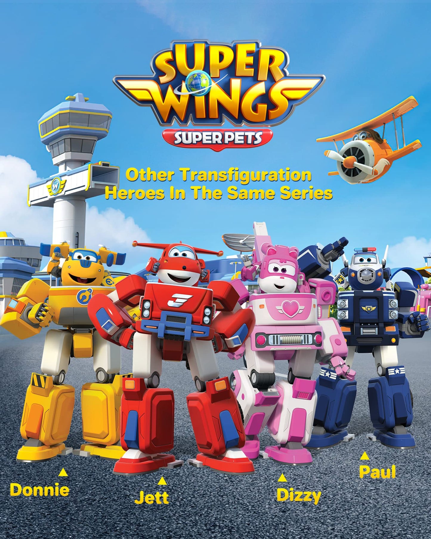 Super Wings 7" Paul's Police Cruiser with 2" Transform-a-Bot Paul Mini Figure, Transforming Airplane Toys Vehicle Set, Fun Preschool Toy Plane for 3 4 5 Year Old Boys and Girls, Birthday Gift