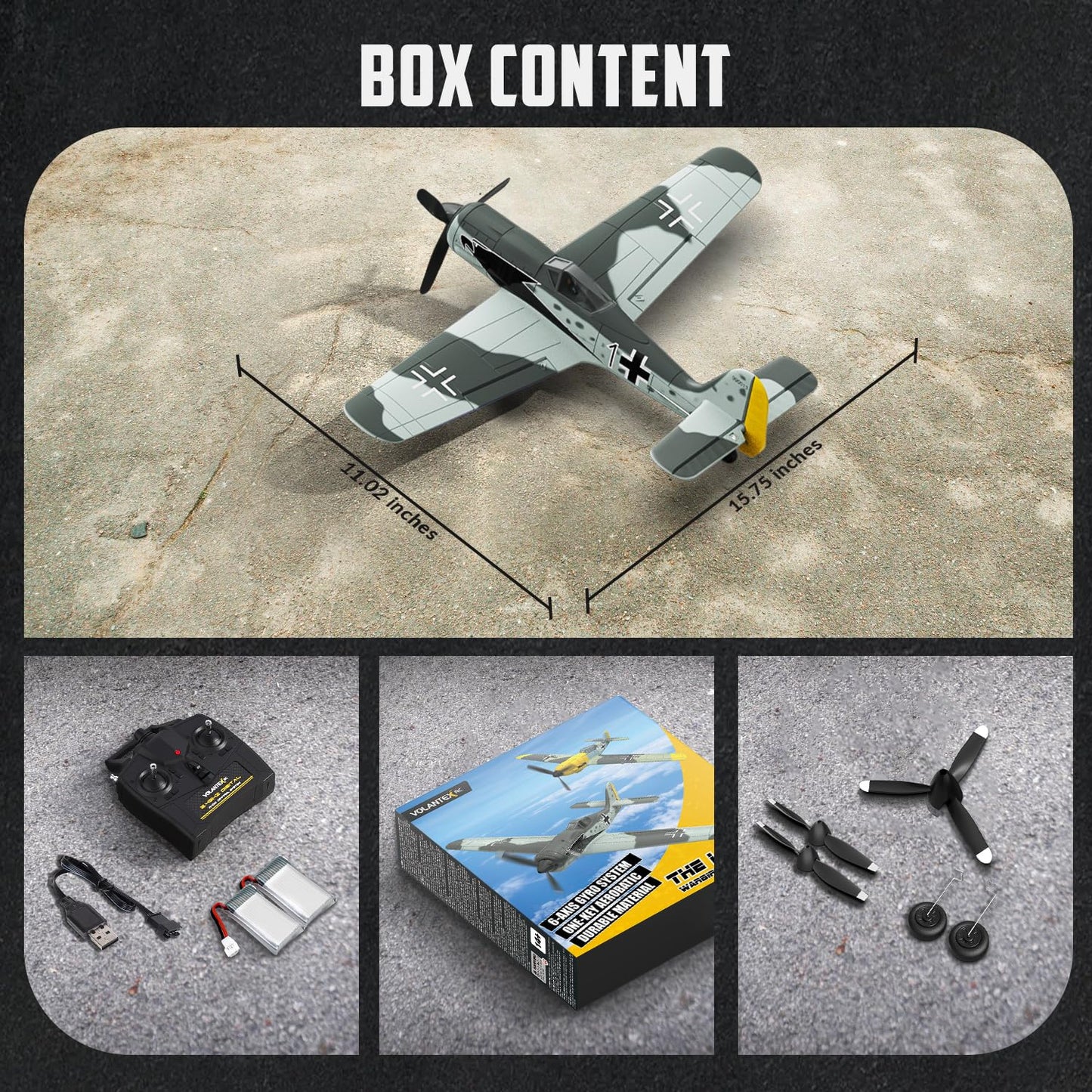 volantexrc RC Plane FW190 Fighter 4CH Remote Control Airplane RTF with Aileron, Gyro, Aerobatics & 3 Modes to Fly, Hobby Radio Controlled Warbird Aircraft for Adults, Beginners (761-17)