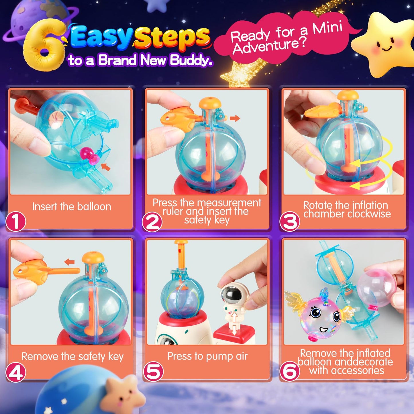 DIY Balloon Animal Craft Kit, Sticker Maker for Kids, Decorated Balloons Toy, Rocket Air Pump Fun with Balloon Monster Pals,Birthday Gifts for Girls Boys,Christmas Craft Kits for Kids