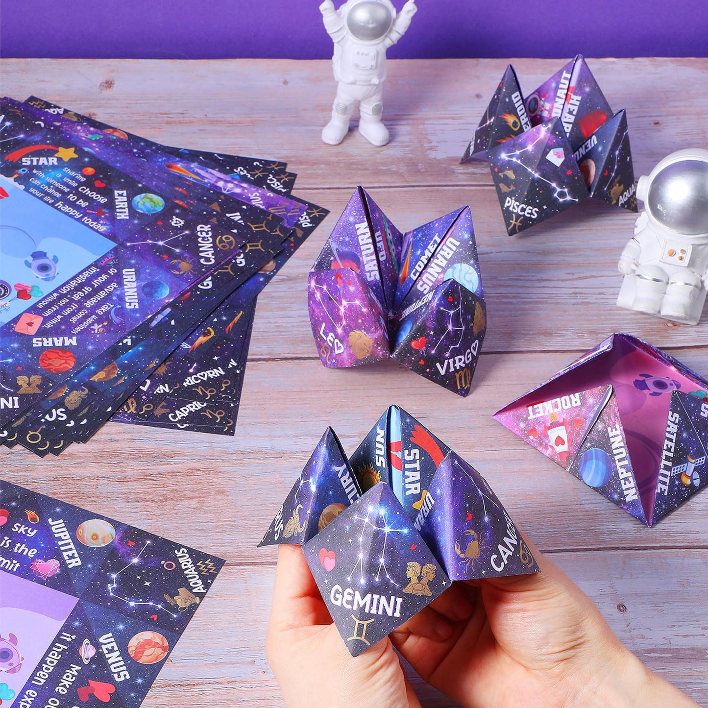 Blosssound 36 Pcs Cootie Catcher Space Party Favors Outer Space Crafts Cosmic Paper Origami Cards Fortune Telling Game for Kids Students Classroom Easter Gifts Galaxy Birthday Goodie Bags Stuffers
