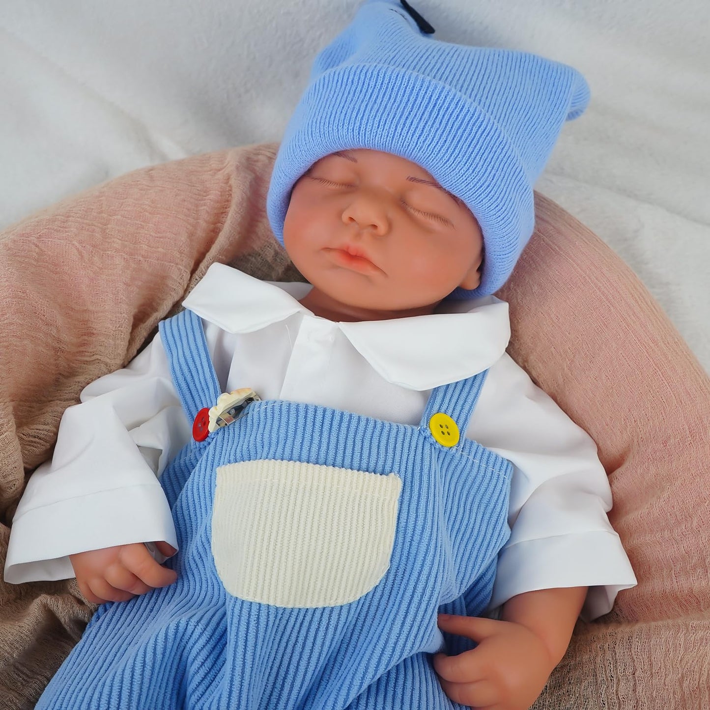 MEIVCOS 18.9 in Full Silicone Reborn Baby Dolls, 1:1 Lifelike Newborn Dolls Non Vinyl Realistic Reborn Toddler Dolls Boy Washable Sleeping Doll