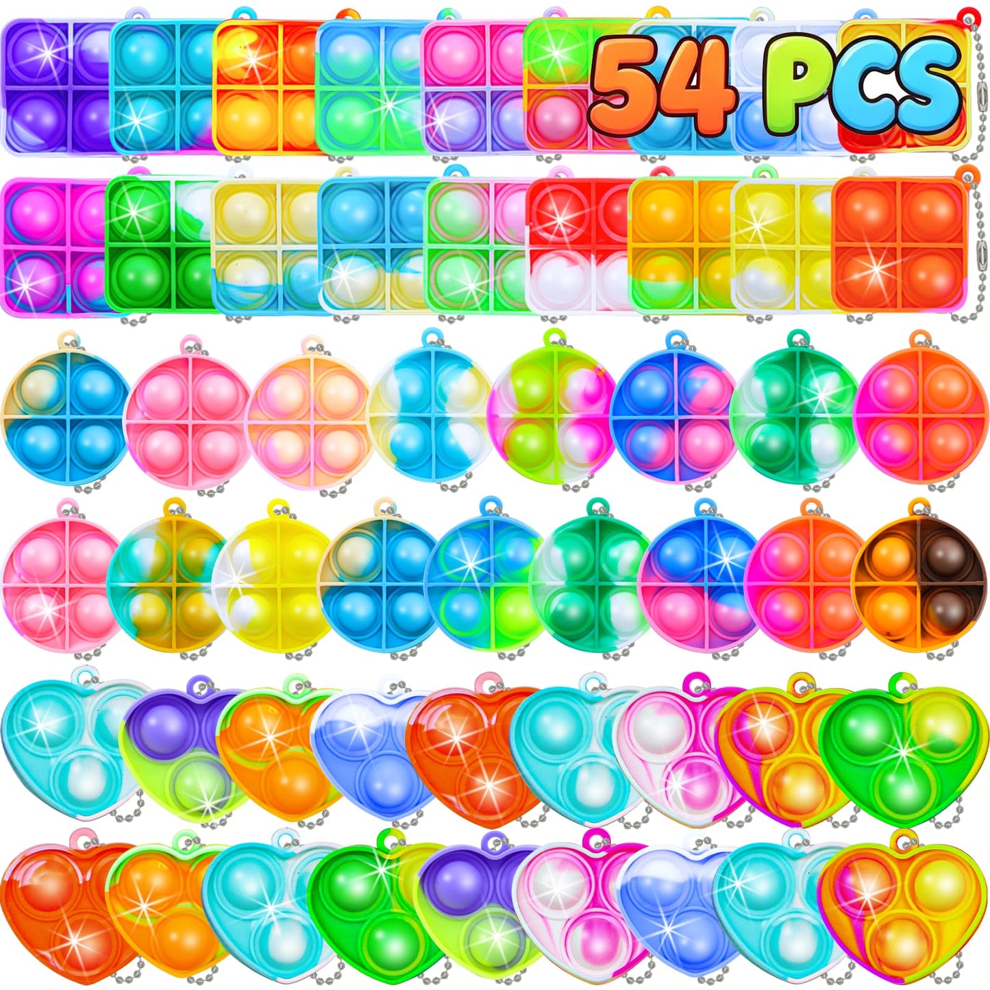 Pop Fidget Keychain 180 Pack,Mini Fidget Toys Bulk, Party Favors for Kids 4-8,8-12 Small Classroom Prizes It Back to School Student Gifts for Students Goodie Bag Stuffers