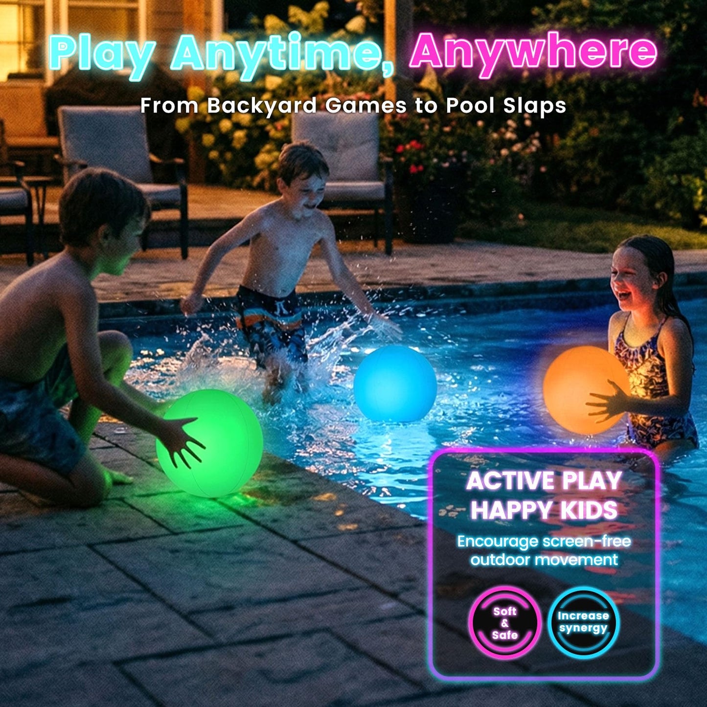 FUTUREPLUSX Pool Toys, 3PCS Light Up Beach Balls with Remote-Control 12 Inches Glow in The Dark Water Toys, for Outdoor Pool Beach Party Games and Decorations