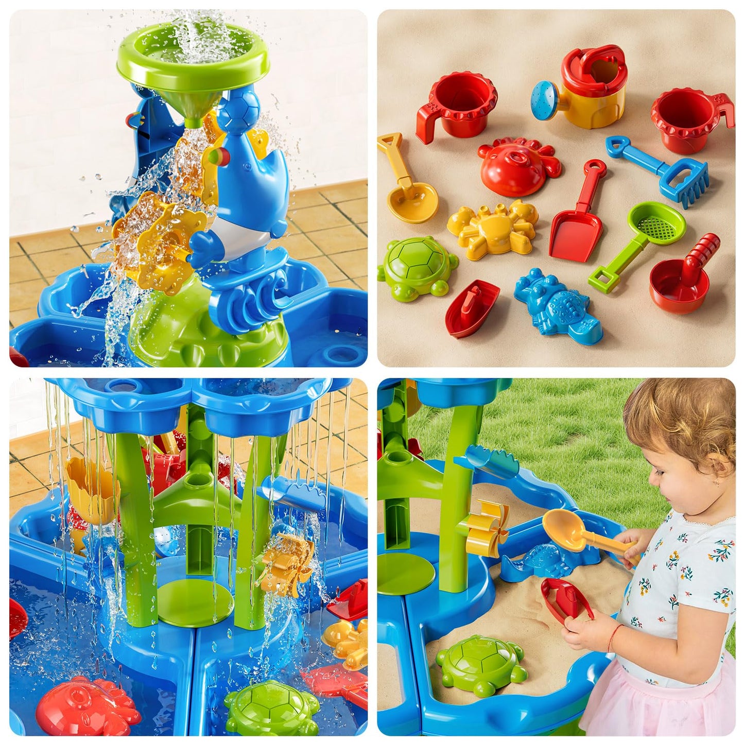 JUKUDAHU Water Table for Kids Ages 4-8 3-5, Sand and Water Table for Toddler with Beach Toys, Outdoor Toys Activity Sensory Play Table, Birthday Gifts for Toddlers 2 3 4 5 6 7 8 Boys Girls