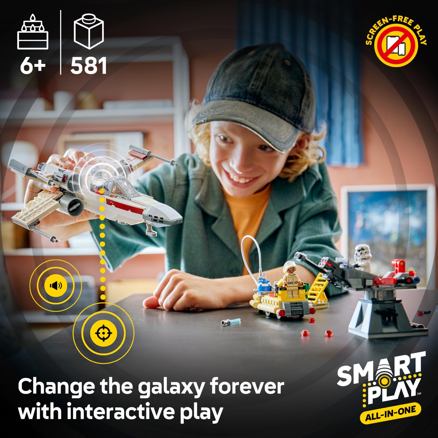 LEGO Star Wars SMART Play: Luke’s Red Five X-Wing Interactive Building Toy - All-in-One Set - Reacts to How You Move and Play with a SMART Brick - Gift for Boys, Girls, Kids Ages 6+ - 75423