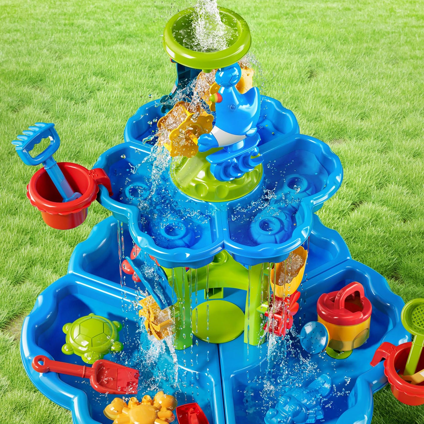 JUKUDAHU Water Table for Kids Ages 4-8 3-5, Sand and Water Table for Toddler with Beach Toys, Outdoor Toys Activity Sensory Play Table, Birthday Gifts for Toddlers 2 3 4 5 6 7 8 Boys Girls