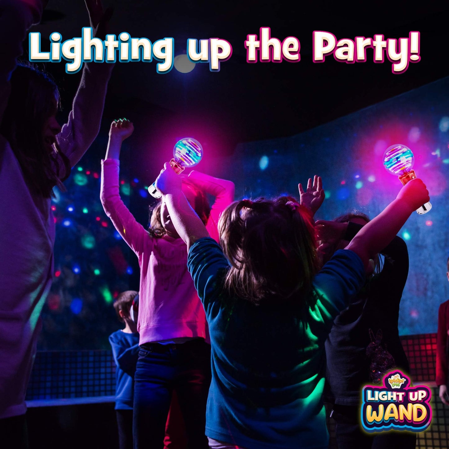 IPIDIPI TOYS Spinning Light Up Magic Wand for Kids, 2 Pack, LED Sensory Globe Wand - Easter Basket Stuffers Light Up Toys, Small Gift, Goodie Bag - Birthday Party Favors for Boys and Girls