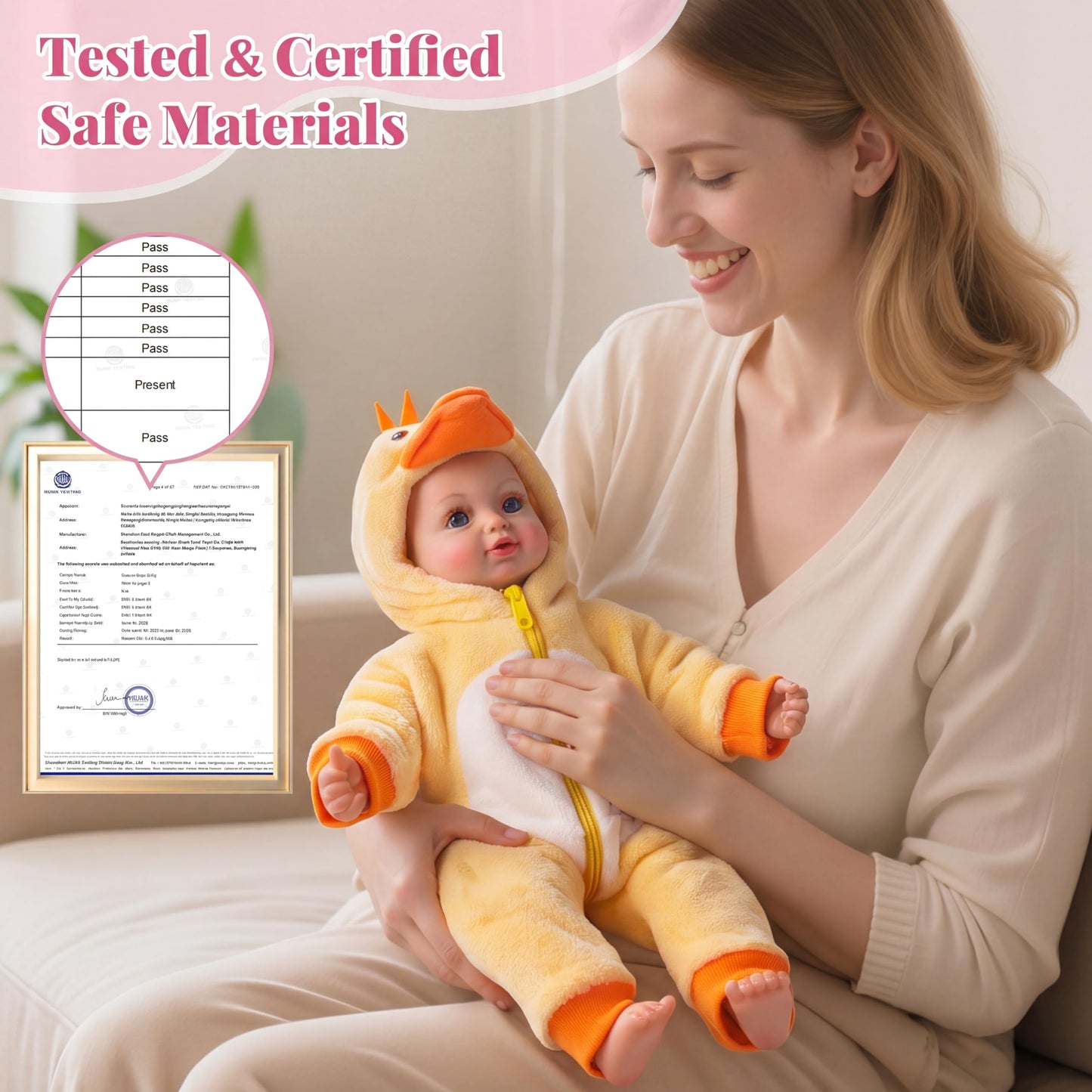 BABESIDE Value 5-Piece Realistic Baby Doll Set – Includes 15-Inch Soft Body Doll, Outfit, Bottle, Magnetic Pacifier & Birth Certificate – Ideal Gift for Kids 3+, Birthday, Pretend Play