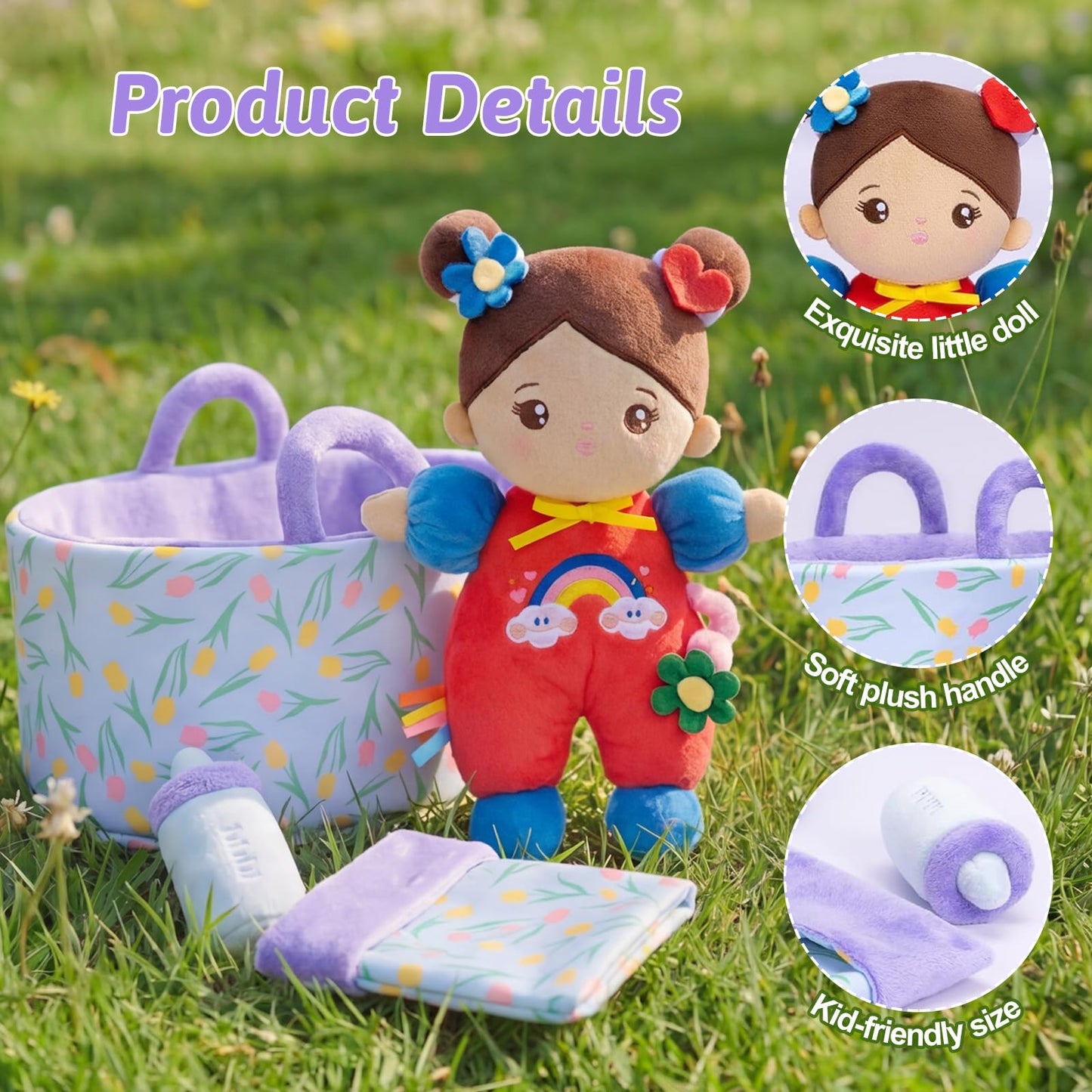 OUOZZZ 10" Soft Baby Doll Set, Hispanic Baby Doll Accessories Toys for 2 Year Olds Girls Birthday Gift, Interactive Pretend Playset for Preschool, Home