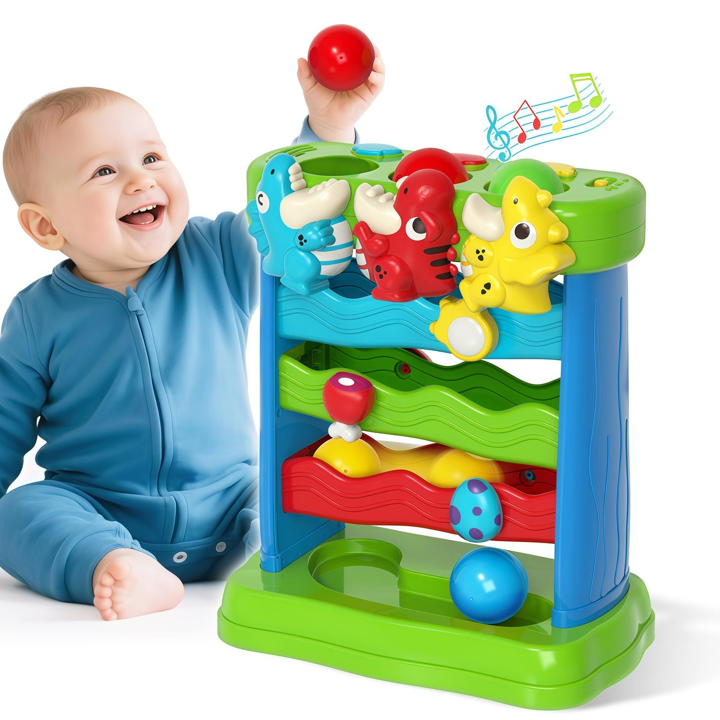 Toys for Toddlers 1 2 Years Old, Musical Montessori Toy for Baby 12-18 Months, Interactive Feeding Toys with Light, Cause and Effect Game for 12+ Months, Christmas Birthday Gifts for Boys Age 1-2