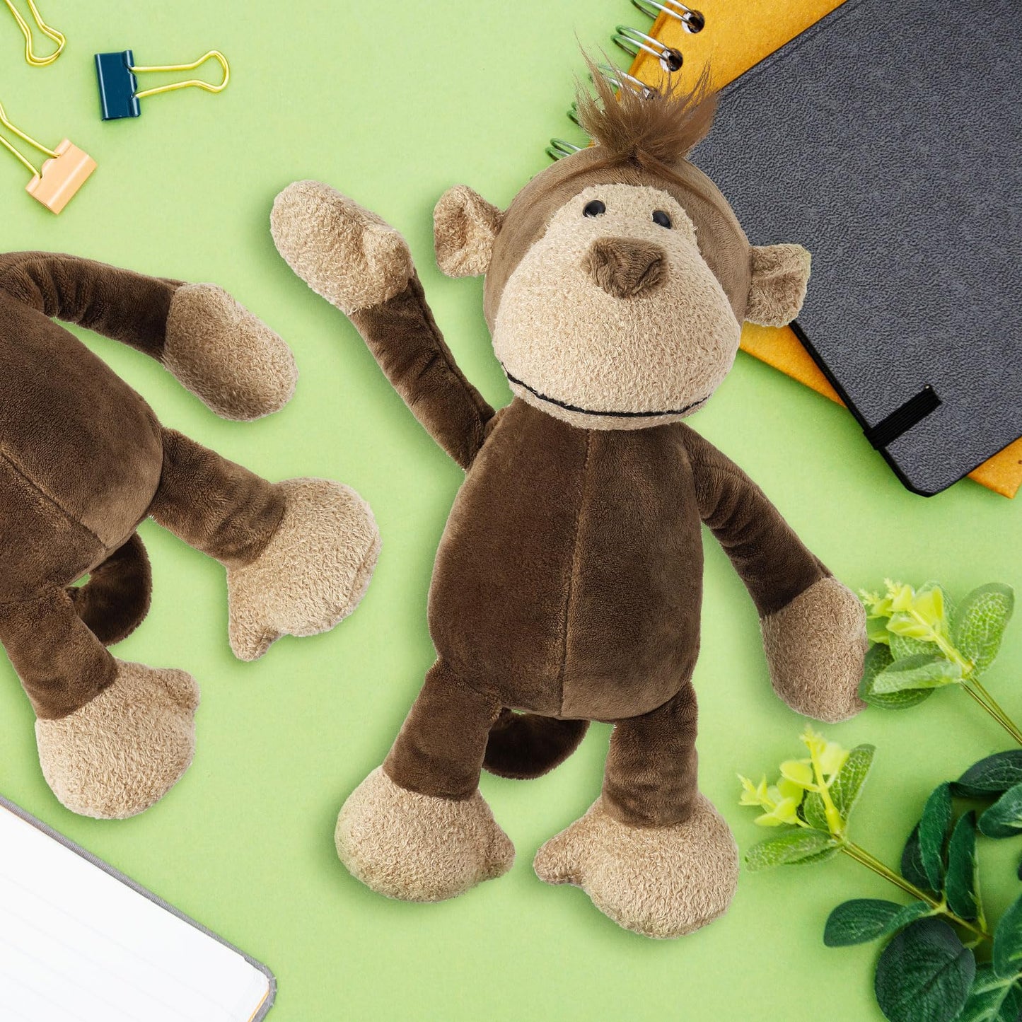 6 Pcs Safari Stuffed Animals Bulk Lion Elephant Monkey Tiger Toy Plush Zoo Animals Junble for Boy Girl Gift Animal Themed Parties Baby Shower Favor(Monkey)