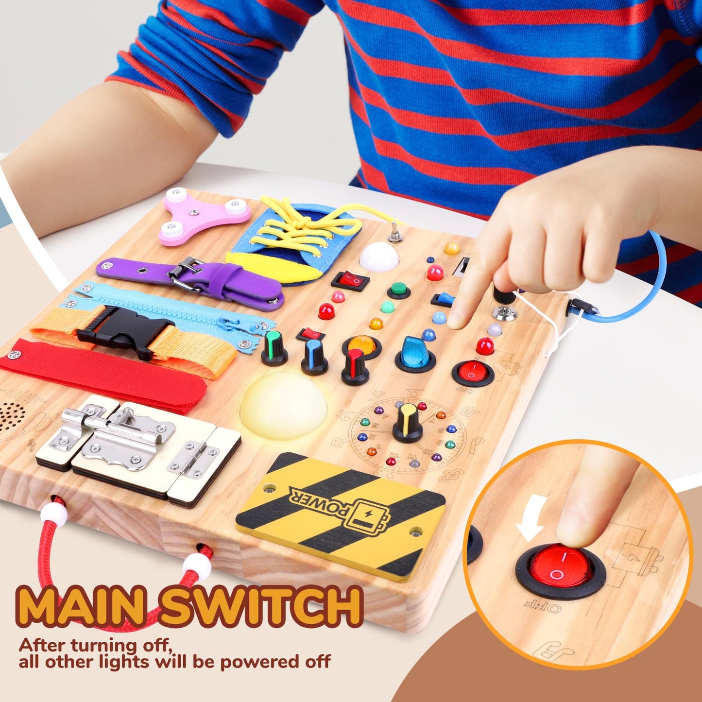 Sumsoltic Busy Board,Montessori Toys for 1-3 Year Old Boys & Girls,Travel Educational Learning Activities for Toddlers,Sensory Toy for Kids with Autism (Busy Board v3)
