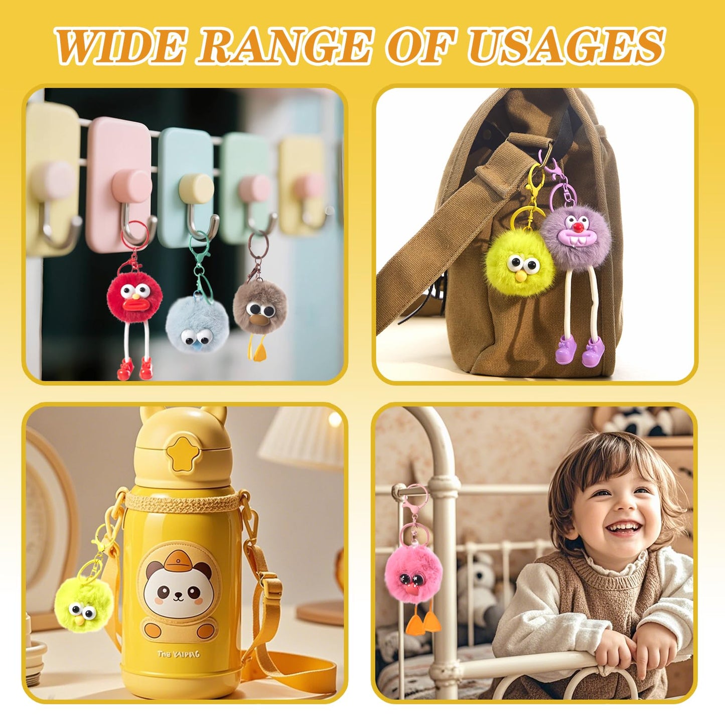 30PCS Party Favors Kids Keychains - Fun Keychain Cute Birthday Goodie Bags Stuffers for Kids Plush Keychain Bulk Monster Keychains End of Year Student Gifts from Teacher 5th Grade Graduation Gifts