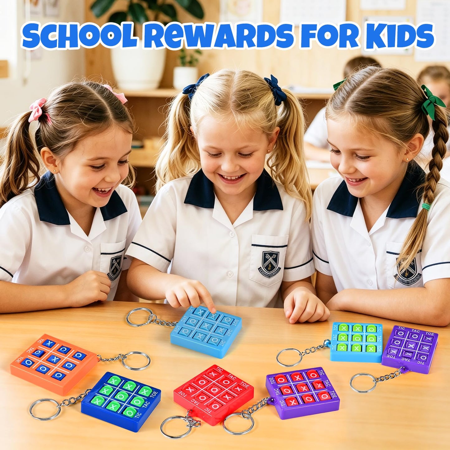 GOLDGE 36PCS Mini Tic Tac Toe Game Party Favors Goodie Bags Stuffers for Kids 8-12 Tic Tac Toe keychain Bulk Mini Games for Travel Classroom Treasure Box Carnival Prizes Birthday Easter Pinata Filler