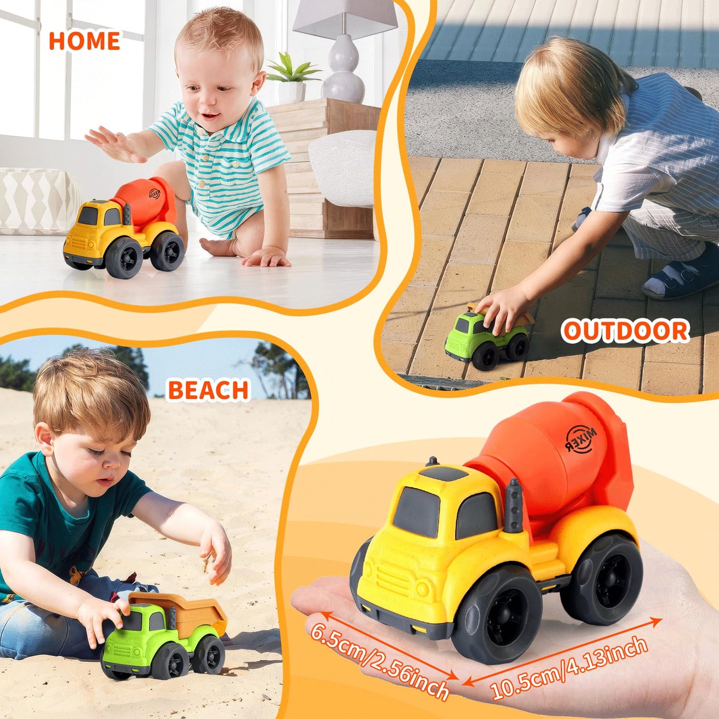 UOYLEYVN Toddler Toys for 2 Year Old Boy, Dump Truck Toys and Mixer Cement, BPA Free, Phthalates Free, PVC, Outdoor Toys for Toddlers 2-3, Ideal Toy Cars for 2 3 4 Year Old Boy Christmas Birthday Gift