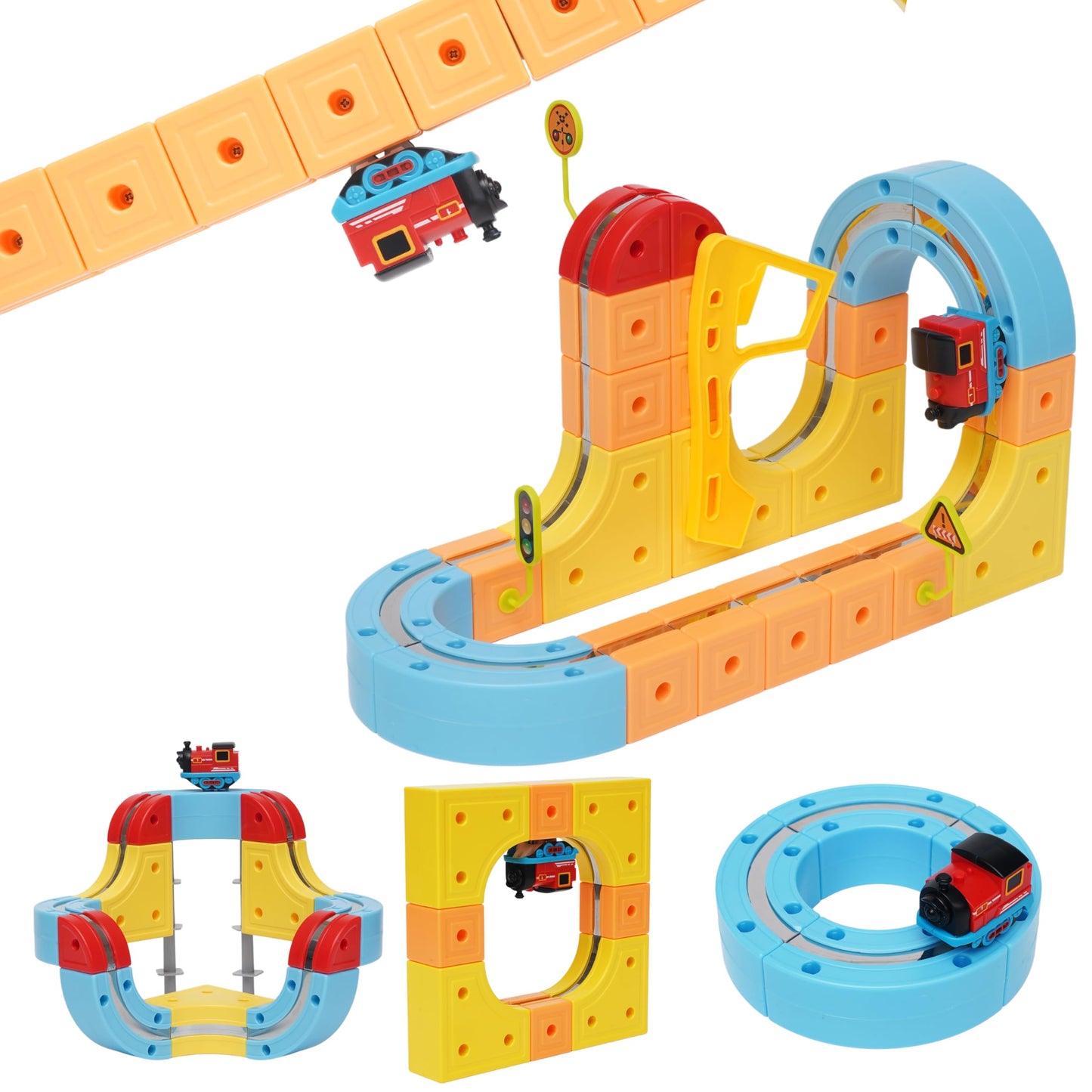 DopplerStar Gravity-Defying Electric Rail Car Toy, 3D Magnetic Building Track Set for Kids 3-12, STEM Educational Construction Toy, for Boys & Girls