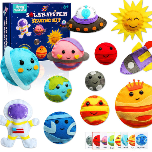 IROLEHOME Solar System Sewing Kit for Kids Ages 8-12, Felt Planet Arts and Craft Kit for Beginners, Learn to Sew Your First Sewing Kit