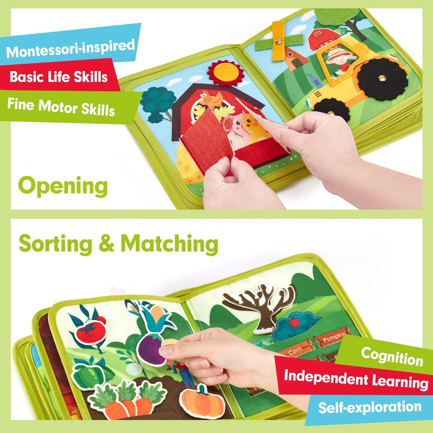hahaland Busy Book for Toddlers 1-3 Baby Tissue Box Toy 6-12 Months, Montessori Toys for Boy Gifts Girl Toys