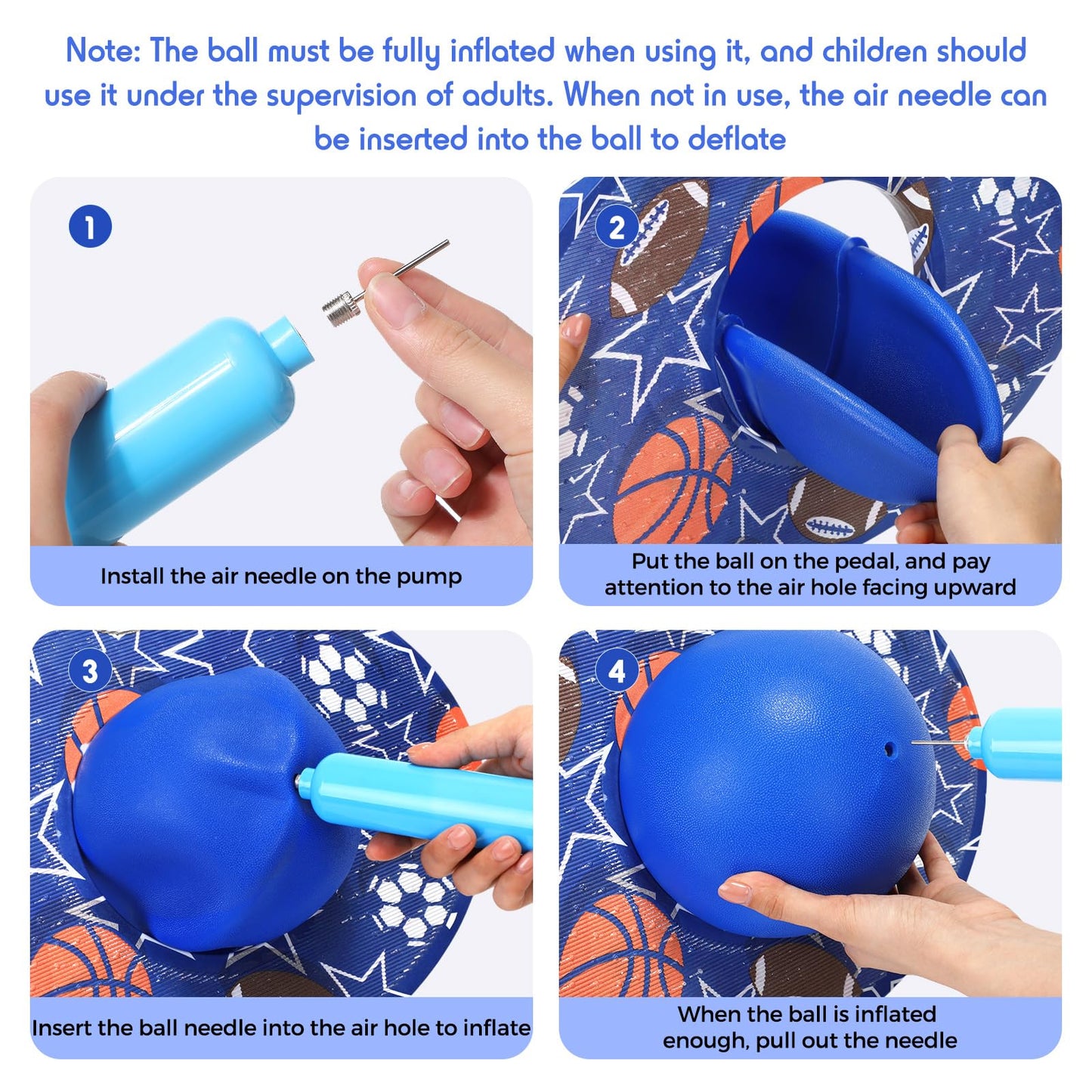 WinnerWhy Pogo Trick Ball for Kids, Up to 160lbs, Pogo Stick Jumper for Boys Girls Balance Bounce Board Ball with Pump Safe Fun Indoor Outdoor Gift Toy for Christmas(Blue, Orange,Sporty Style)