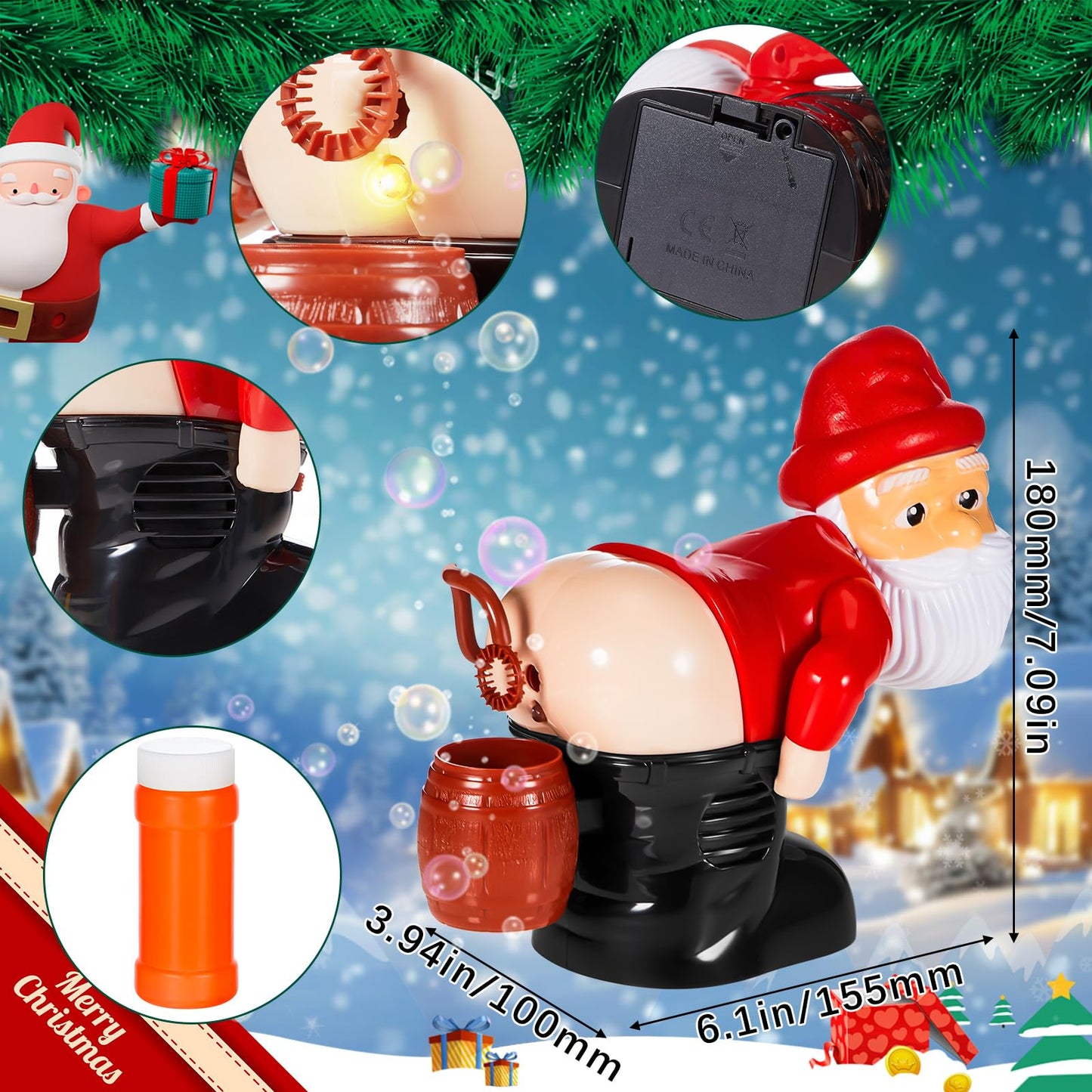 Wovnet 2 Pcs Christmas Santa Claus Bubble Machine Automatic Blowing Machine Santa Blower with Music Flashing Lights for Xmas Gift Indoor Outdoor Activity(Red)