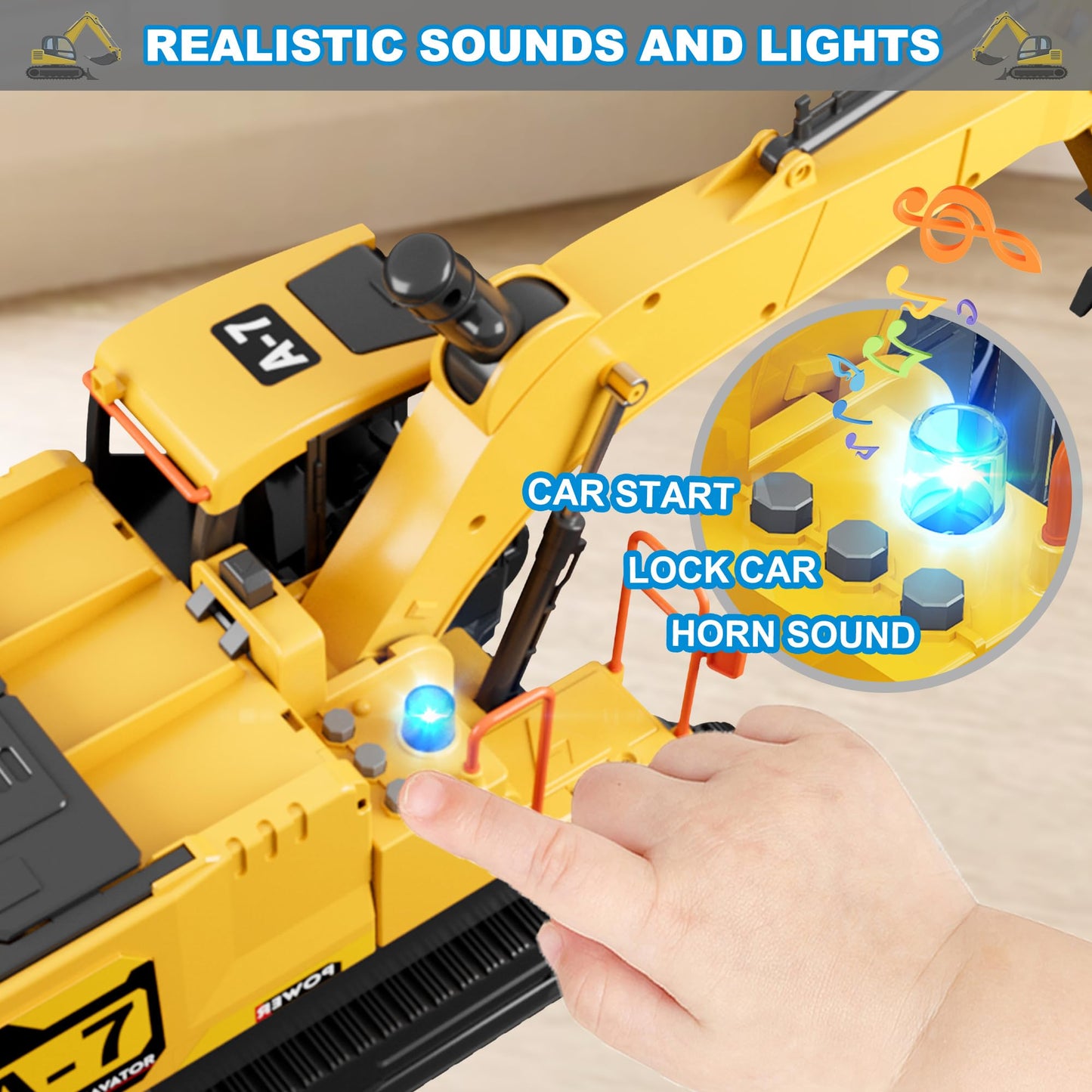 Dwi Dowellin Toys for 3 Year Old Boys,Excavator Toys for Kids with 6 Metal Racing Cars and 2 Engineering Vehicle,Foldable Ejection Vehicle with Lights & Sound for 3 4 5 6 7 Years Old Gifts