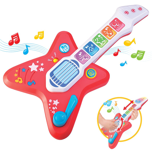 HAP-P-KID Magic Touch Guitar, Toddler Light Up Music Toy with Volume Control, Infant Touch Sensor Musical Instrument, 3 Modes of Play, Kids Toy Gifts for 12 18 24 Month, 1 2 3 Year Old Boys Girls