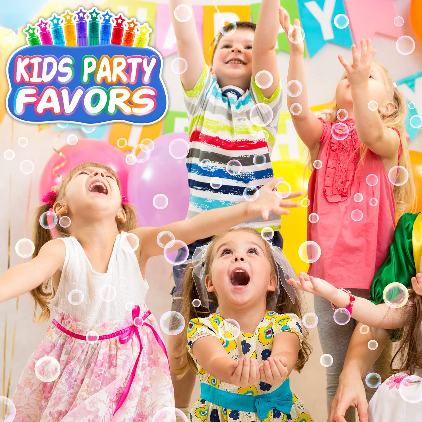 240 Pcs Mini Bubble Wands in 10 Colors, Bulk Party Favors for Kids, Themed Birthday, Christmas, New Year, Valentine, Carnival, School Classroom Prizes for Boys & Girls, Ideal Goodies Bags Stuffers