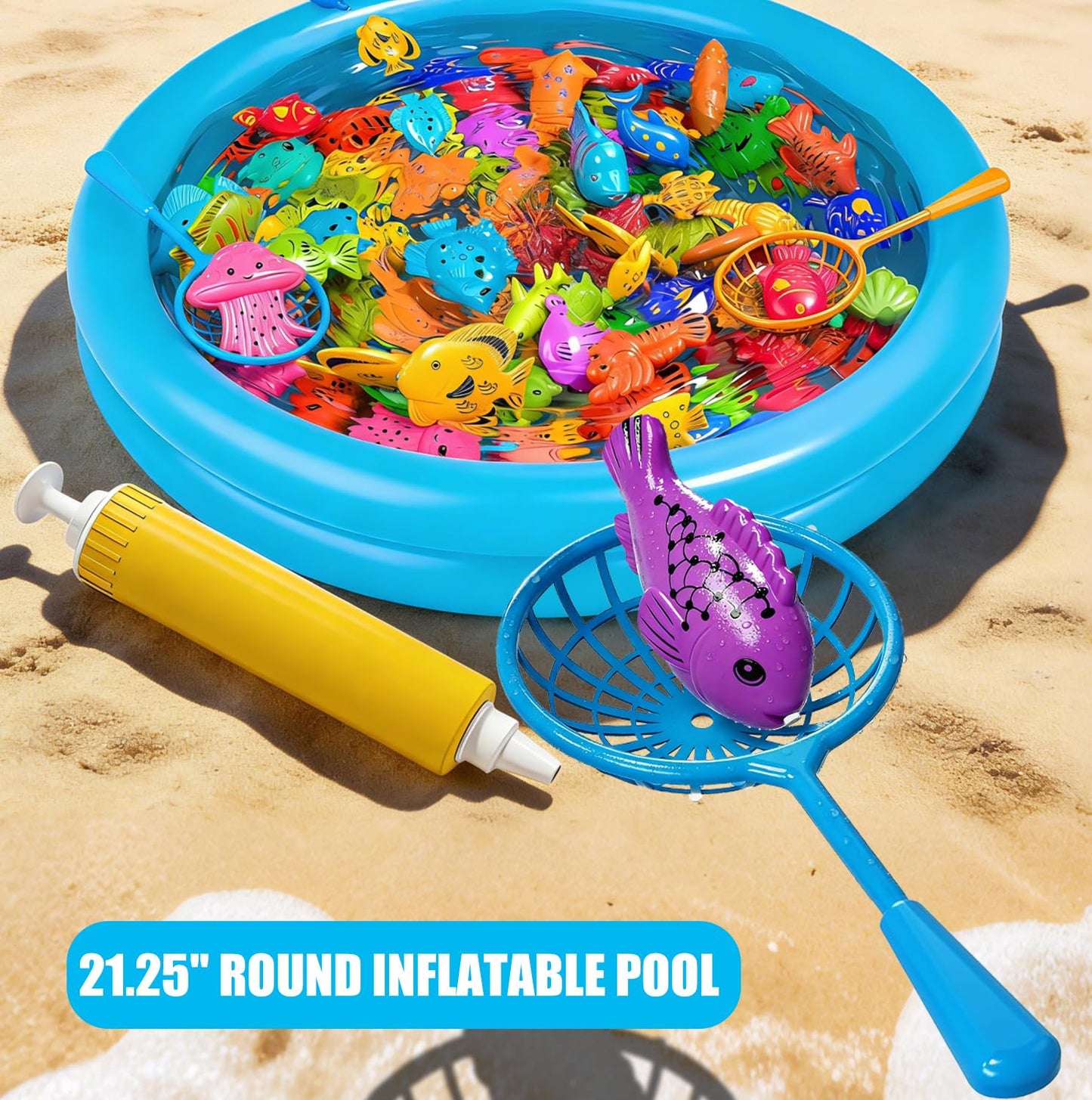 Doloowee Magnetic Fishing Game Bath Pool Toys for Toddlers 3-5,48pcs Fishing Toys Game Floating Fish Magnet Pole Rod Net Education Teaching and Learning for Kids Age 3-6 4-8