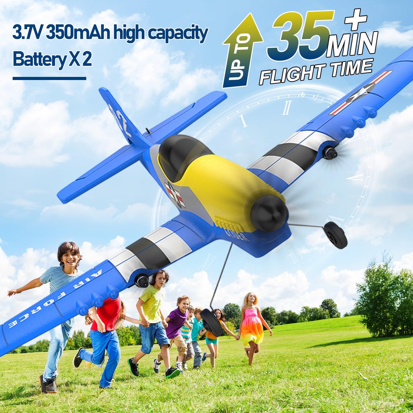 Toileum RC Plane Drone, 3 Channel RC Remote Control Airplane,2.4GHz with 2 Batteries 6-axis Gyro Stabilizer,Foam Airplanes Toy Planes for Kids Boys Adults,Easy Flying for Beginner.