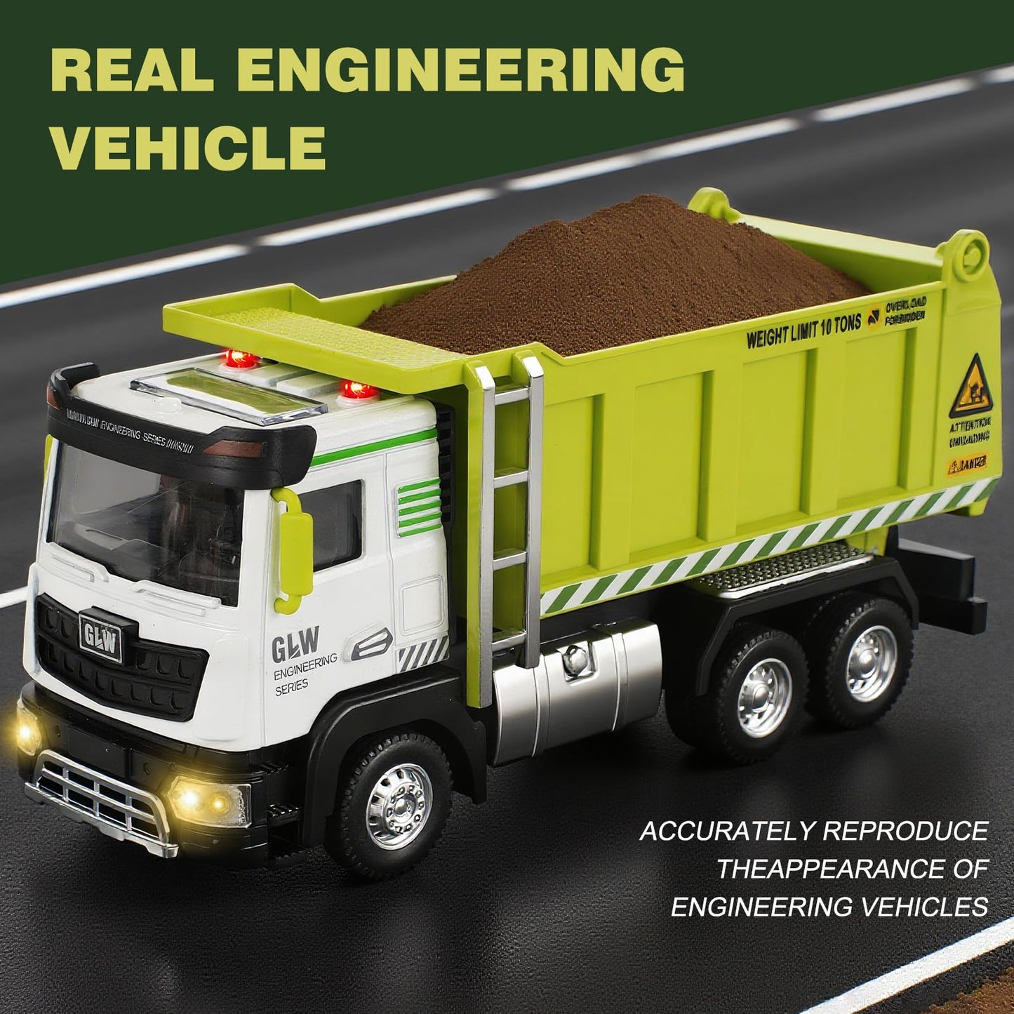 Dump Truck Toy for Boys-1:40 Simulation Model, Educational Construction Toys with Realistic Lights & Sounds, Perfect Christmas Birthday Gifts for Kid Ages 3 4 5 6 7 8 Years Old (Dump Truck)