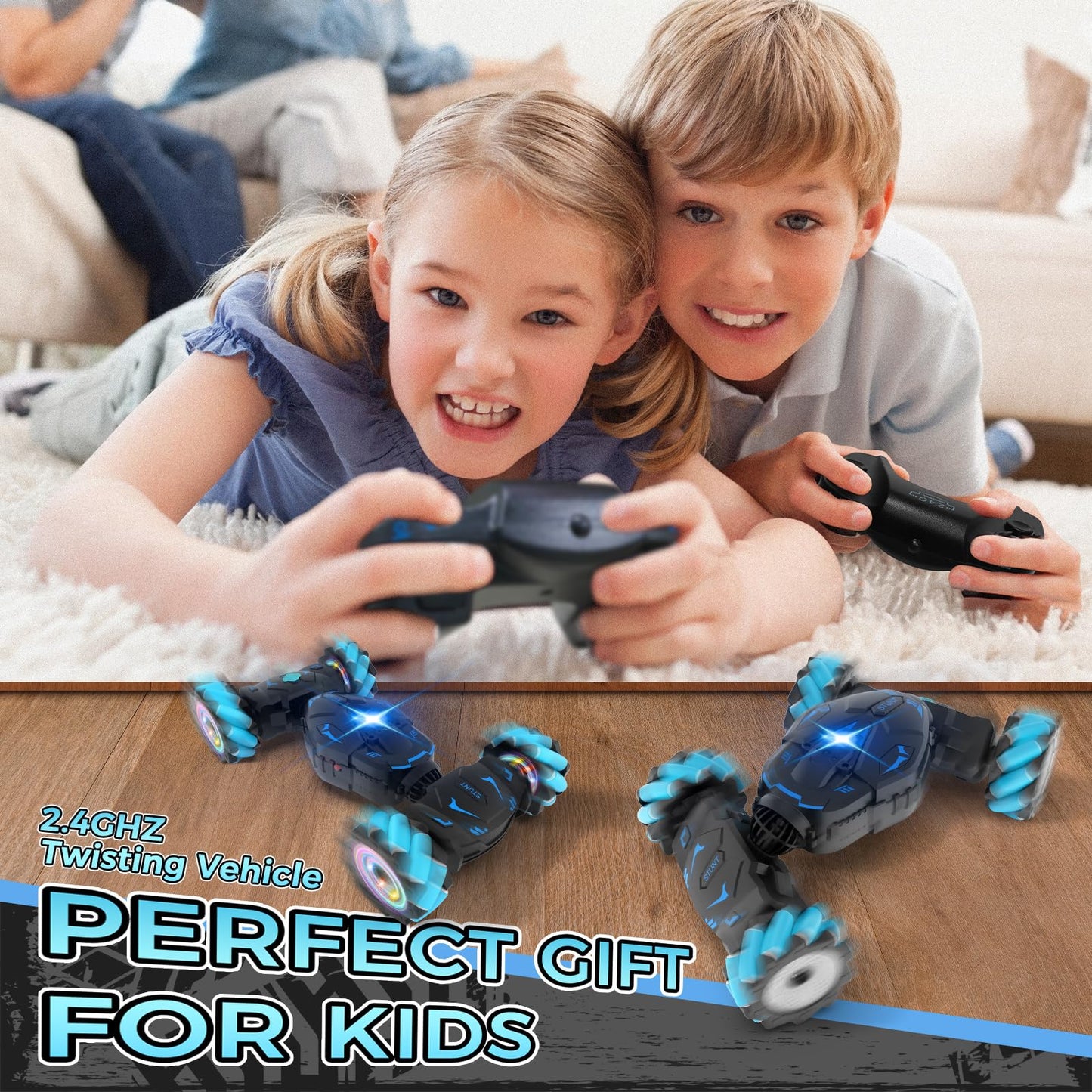 Nitigo Gesture RC Car Hand Controlled Rc Car Toys for Boys Girls 6-12, 2.4GHz 360° Rotation 4WD Gesture Sensing Rc Stunt Car with Light & Music & Spray, Birthday Gifts for Kids