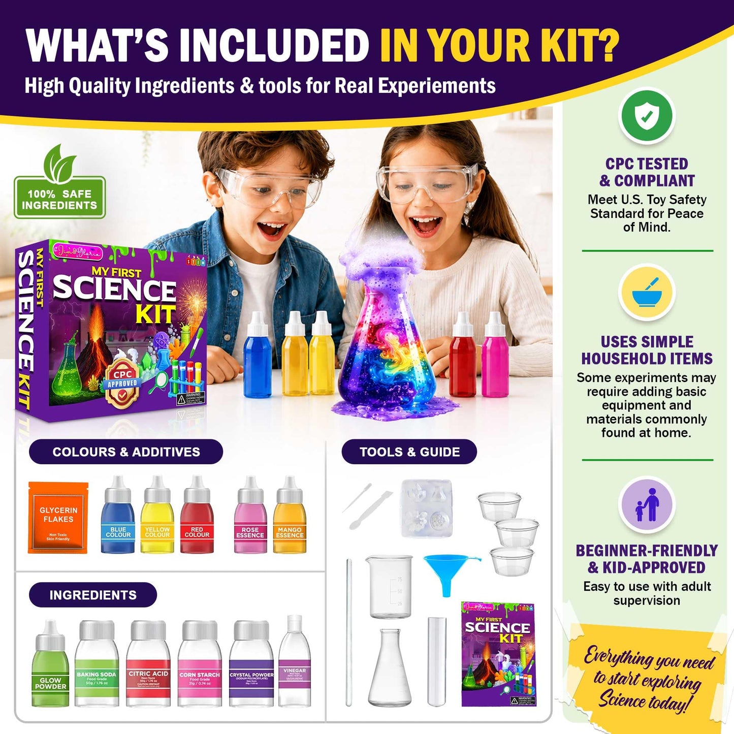 Jim&Gloria Science Kits for Kids Age 5-7 8-12 Year Old Birthday Gifts for Girls Boys, Learning & Educational Toys, Stem Toys, Chemistry Set, Science Experiments for Kids Volcano Projects