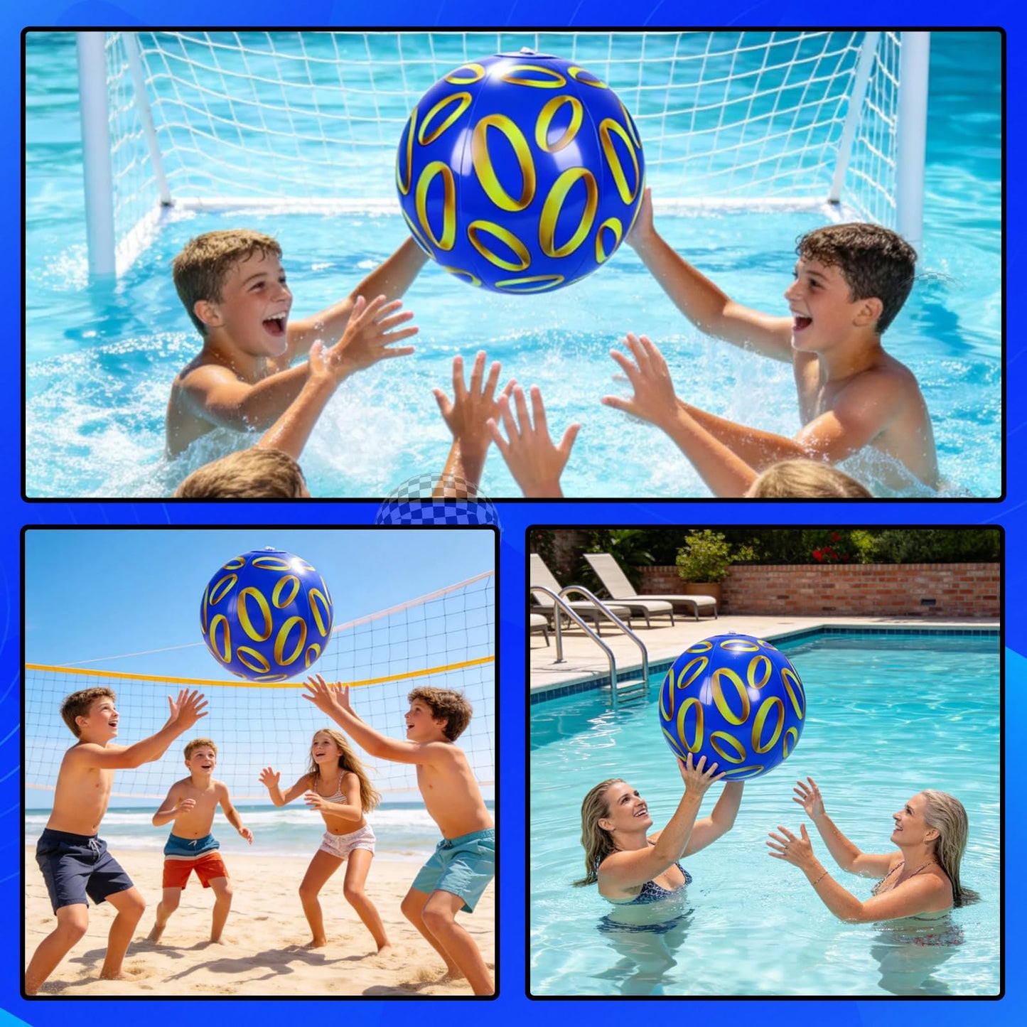 SCIONE 12 Pack 12 Inch Beach Balls, Blue Inflatable for Retro Pool Toys Party Decorations, Birthday Favors & End of Year Class Gifts