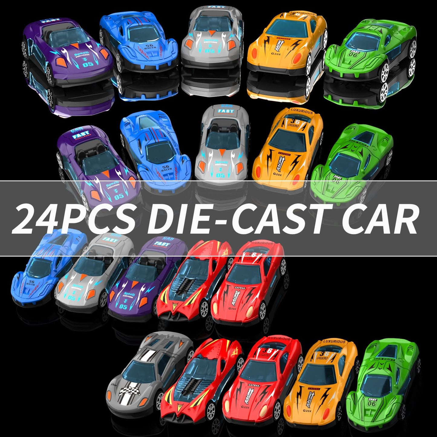 Ci Vetch 78-Inch Cars Trucks Toys for Toddler 1-3 2-4 3-5 4-7 Years Old Boys Kids, Transport Truck Toy with 24 Pcs Die-Cast Cars, Toys Gifts for 3 4 5 6 Year Old Boy, Toddler Boy Toy Ages 3-5 4-7