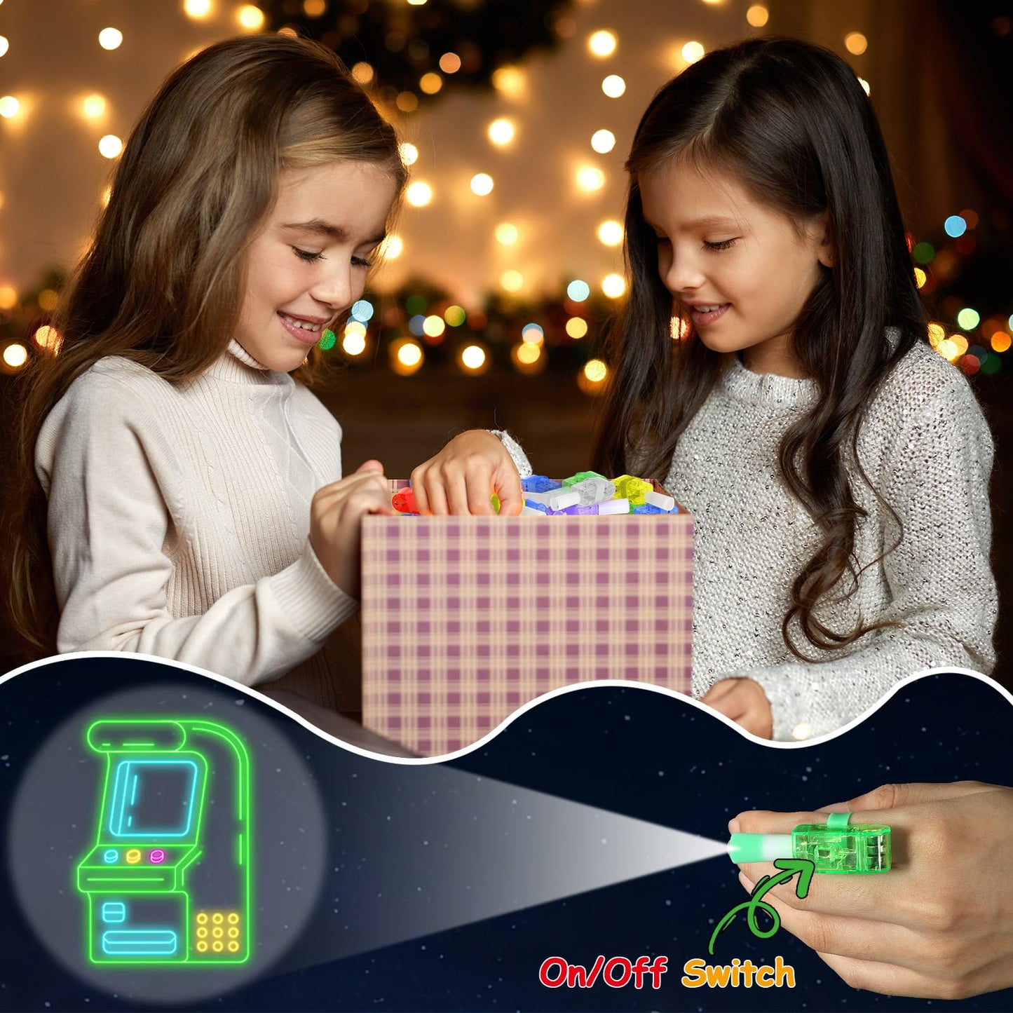 36Pcs Video Game Party Favors Game LED Finger Lights Glow in the Dark Light Up Finger Lights Toys Bulk for Games Birthday Decorations Supplies Kids' Goodie Bags Back to School Party Classroom Prizes