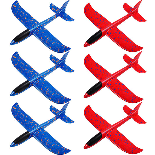 IJRPLM 6 Pack Foam Airplanes Toys, 17.5" Large Glider Airplanes for Kids, 2 Flight Mode Glider Plane, Flying Styrofoam Plane for Outdoor Sport Birthday Party Favors