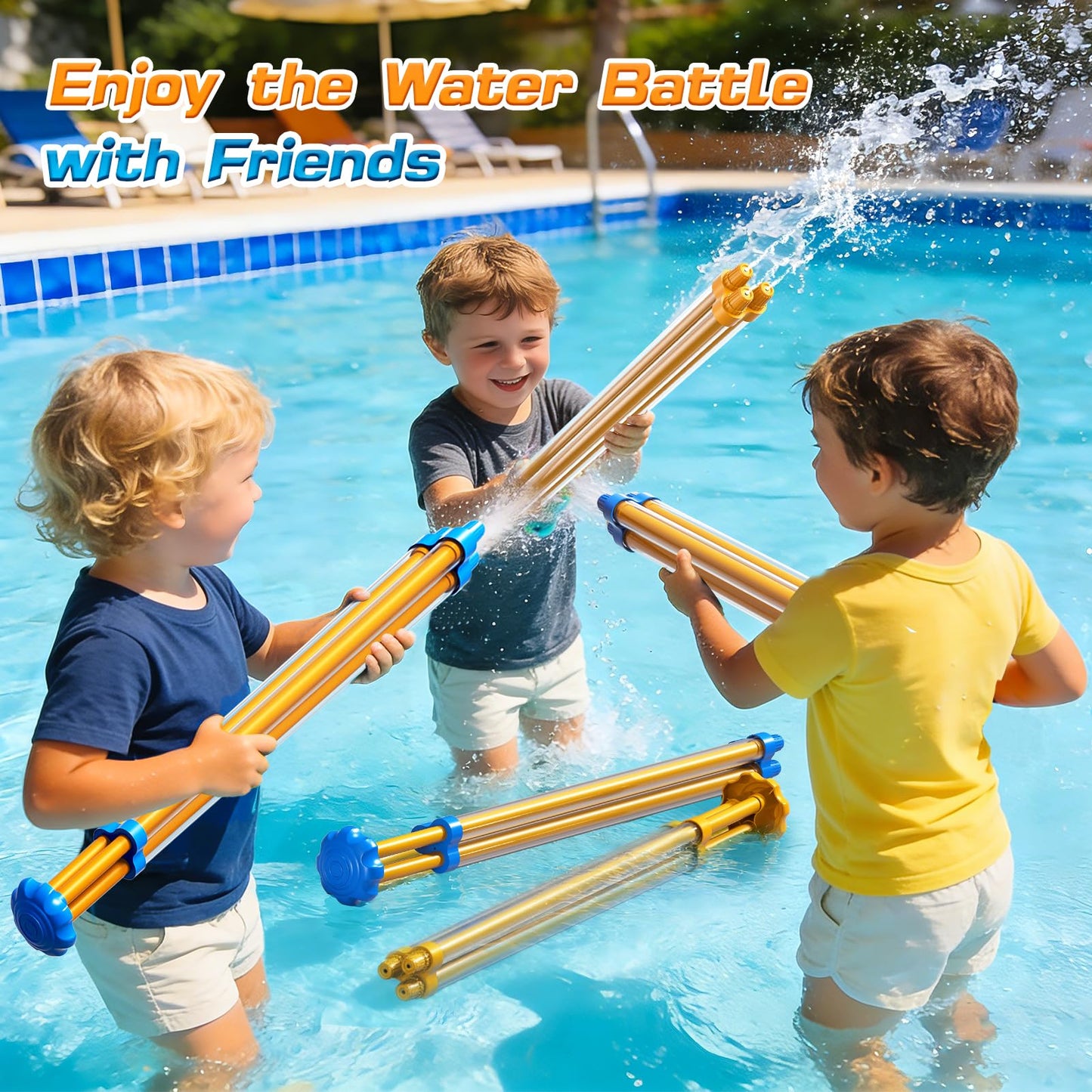 6-Pack Water Guns Water-Proof Squirt Blasters Set for Kids, Water Game Shooter - Pool Beach Toys for Summer Party Swimming Games, Outdoor Toys for Kids Boys and Girls Aged 3 4 5 6 Years Old