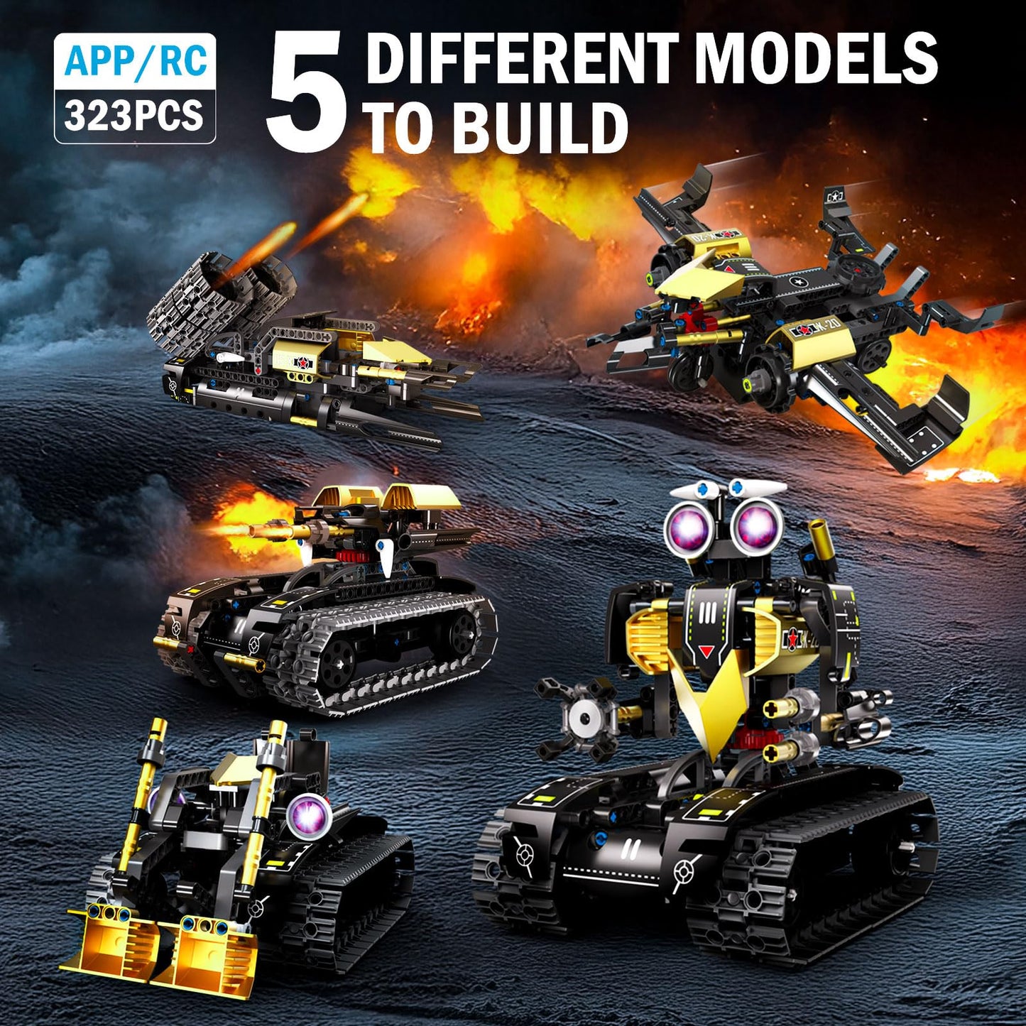 OUTOGO Robot Building Kit with Remote Control, STEM Gifts for Kids Age 8-12, Science Robot Kit Coding Robotics Technic Toy for Boys Girls Birthday Gifts, 5-in-1 Models with 323 Pieces