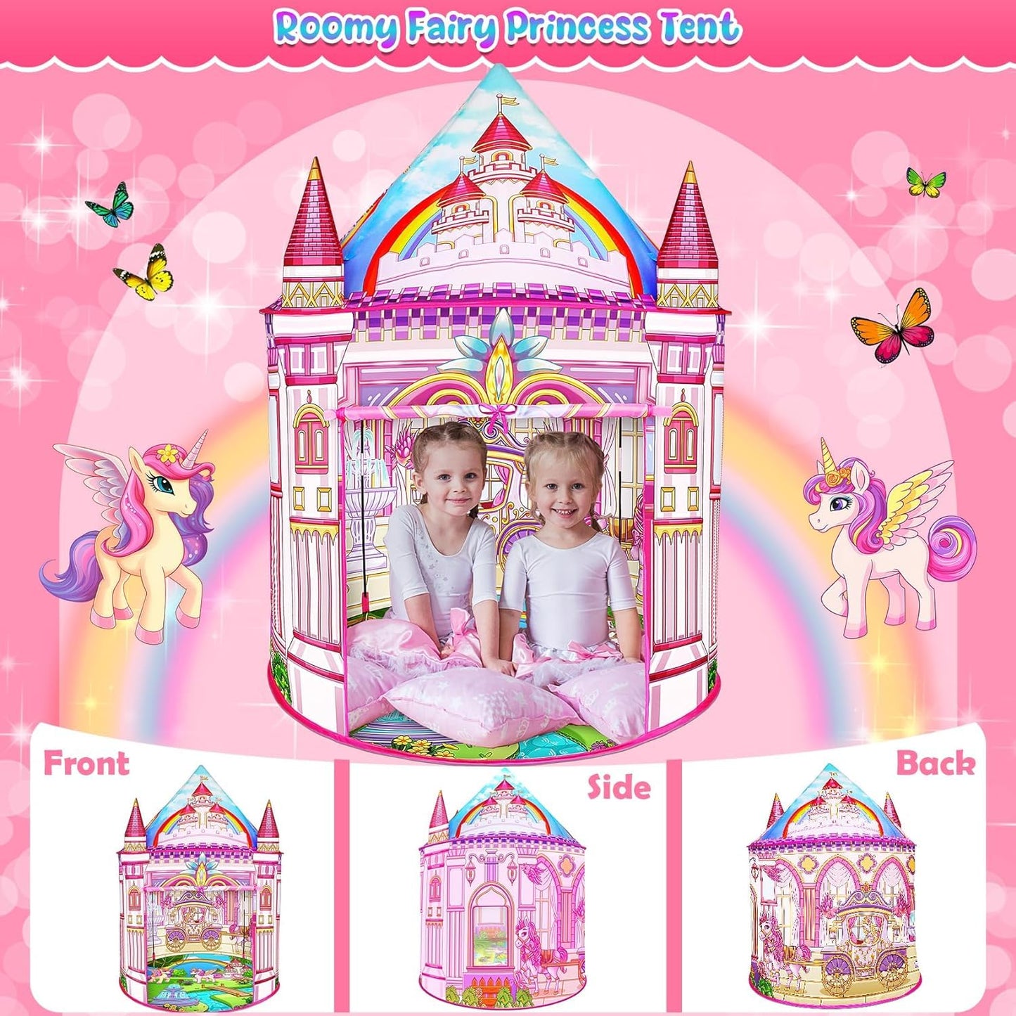 Mnagant Toys for Girls,Large Kids Tent Toddler Girl Toys,Foldable Tent for Kids with Carry Bag Indoor Playhouses,Princess Toy for 3-12 Year Old Girl Castle Playhouse Unicorns Gifts for Girls