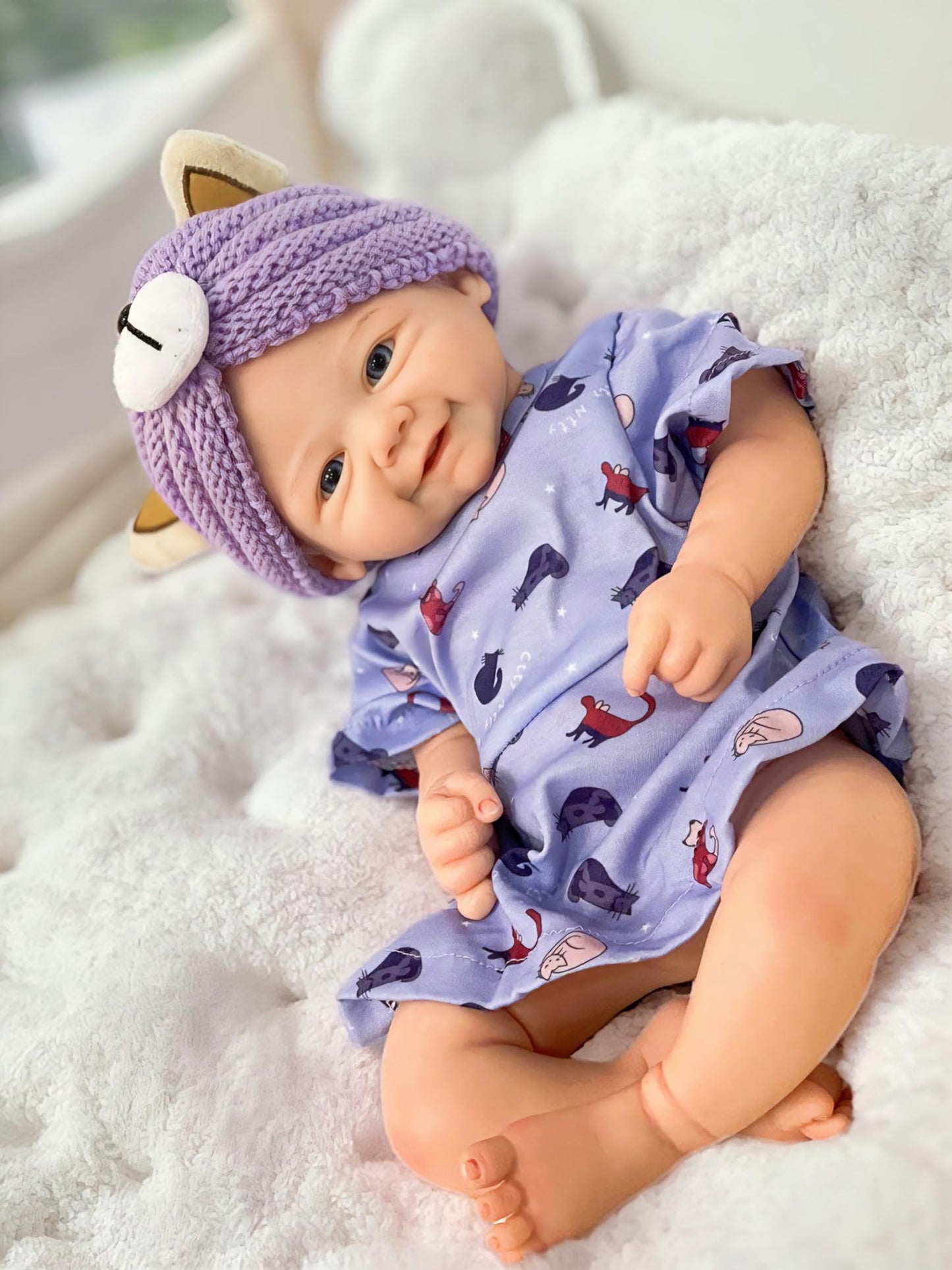 Abenduot 18Inch 6.2lbs Vivienne Can Open Mouth Full Body Solid Silicone Baby Dolls Look Like Real Babies Anatomically Correct Reborn Girl Dolls