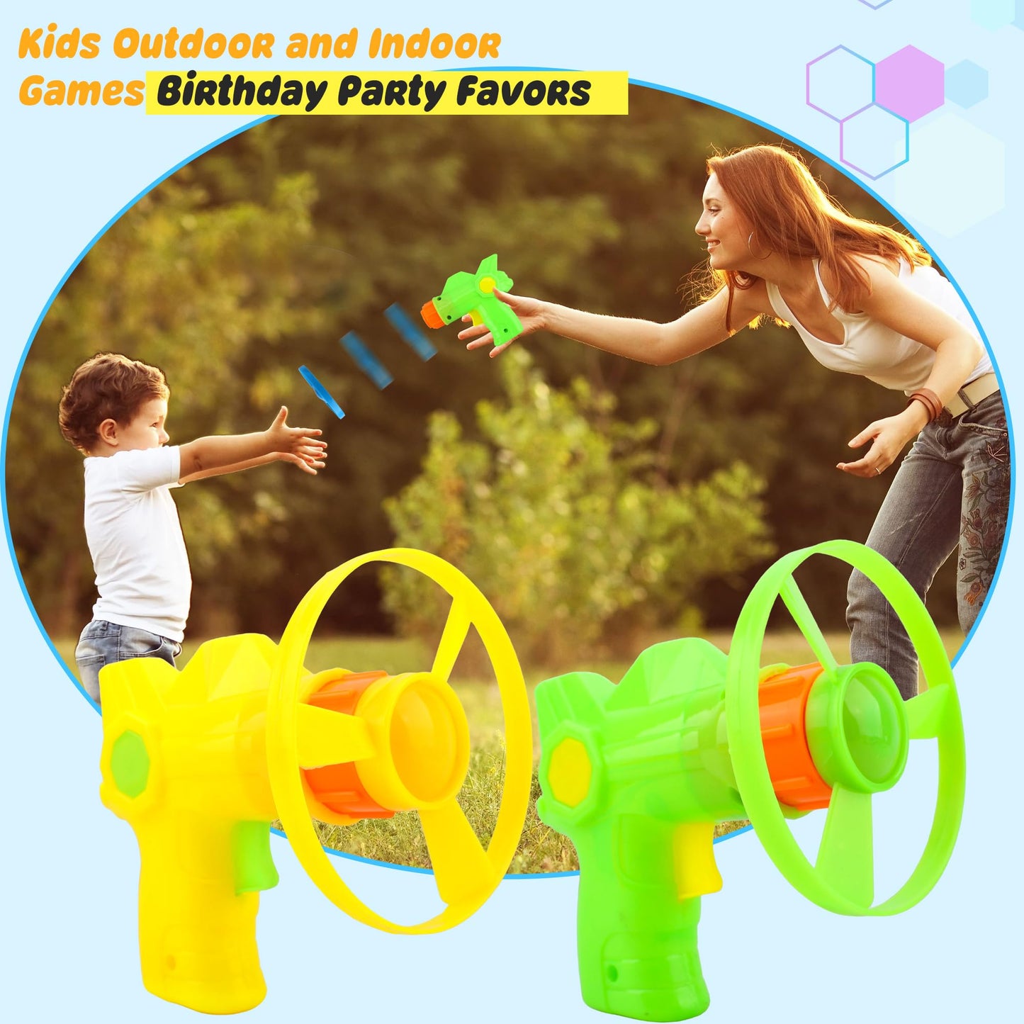 Cagemoga 70 Pack Flying Launcher Toy Novel Flying Launcher Toy with 14 Pcs Launchers and 56 Pcs Flying Toy for Kids Outdoor and Indoor Games Birthday Party Favors